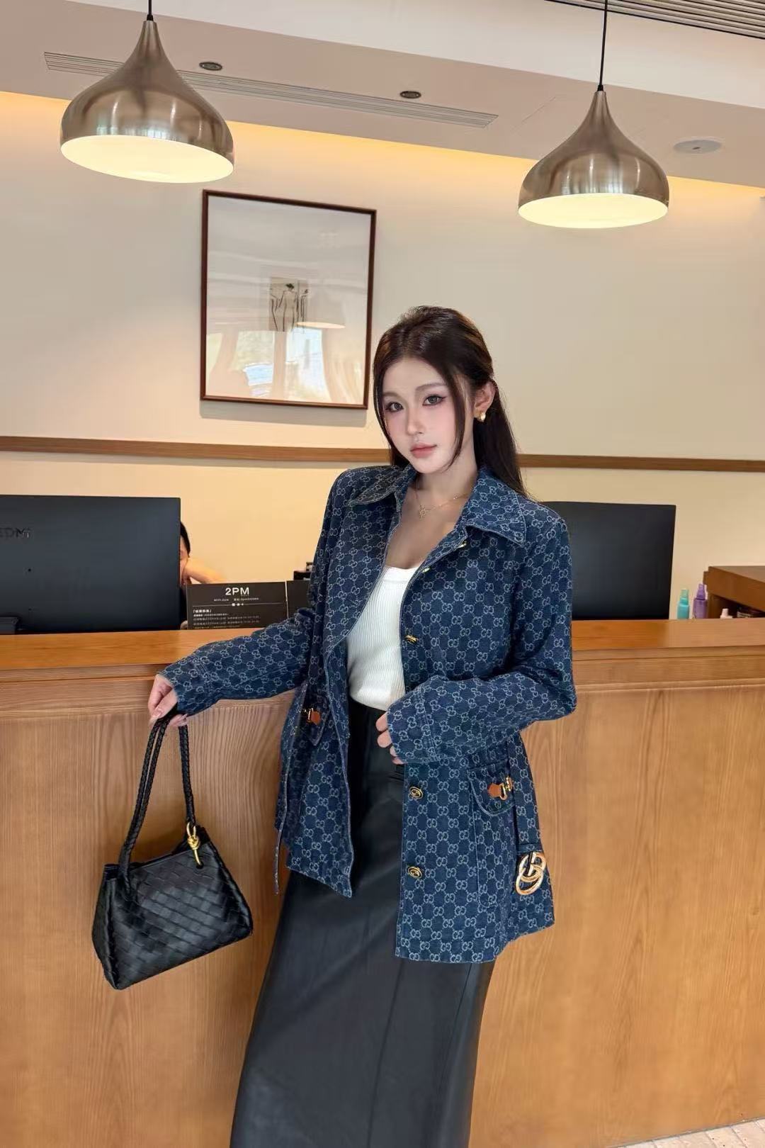 GUCCI ジャカード ロングデニムジャケット【50％割引+送料無料】