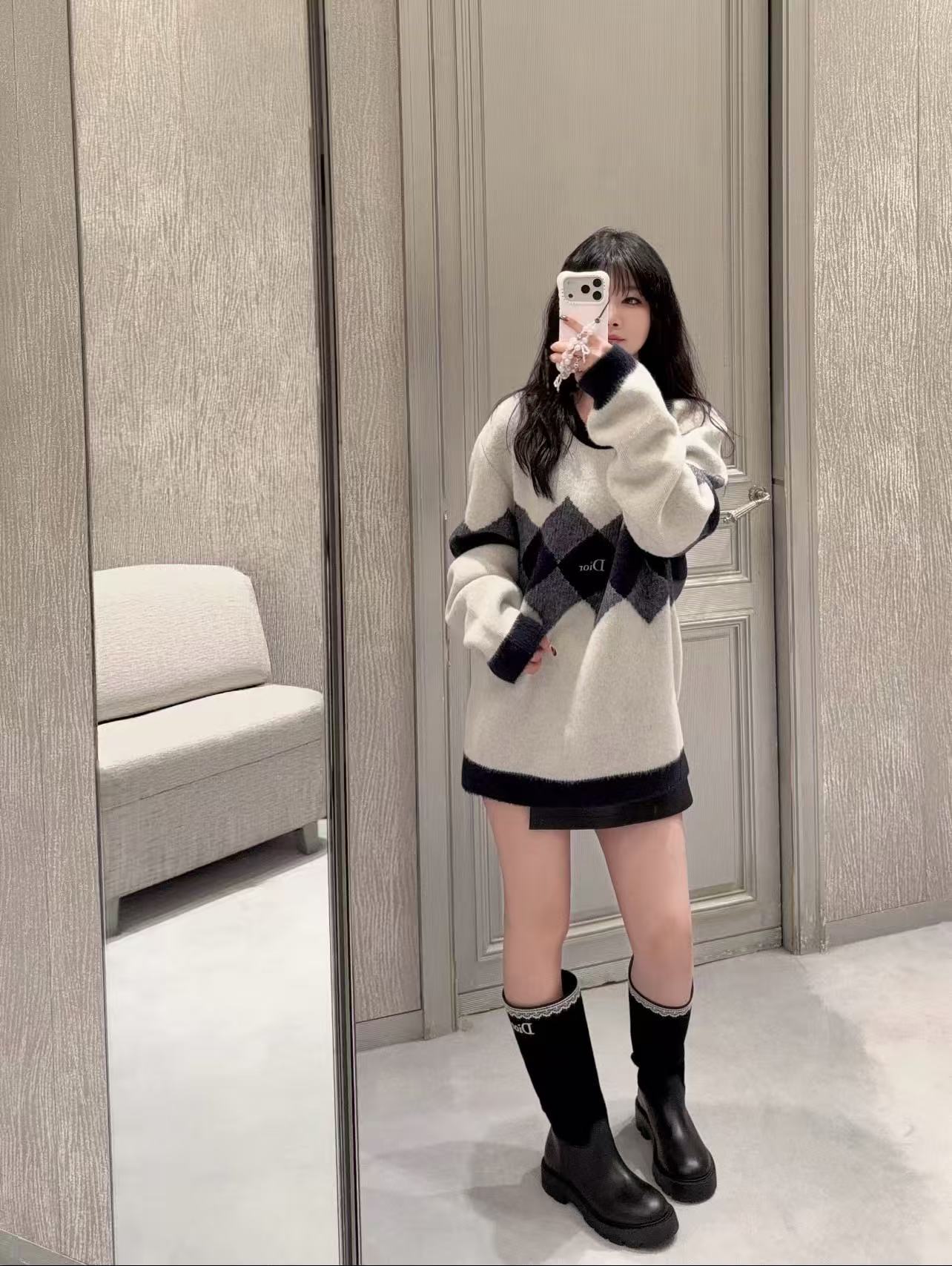 DIOR モヘア アーガイルニット【50％割引+送料無料】