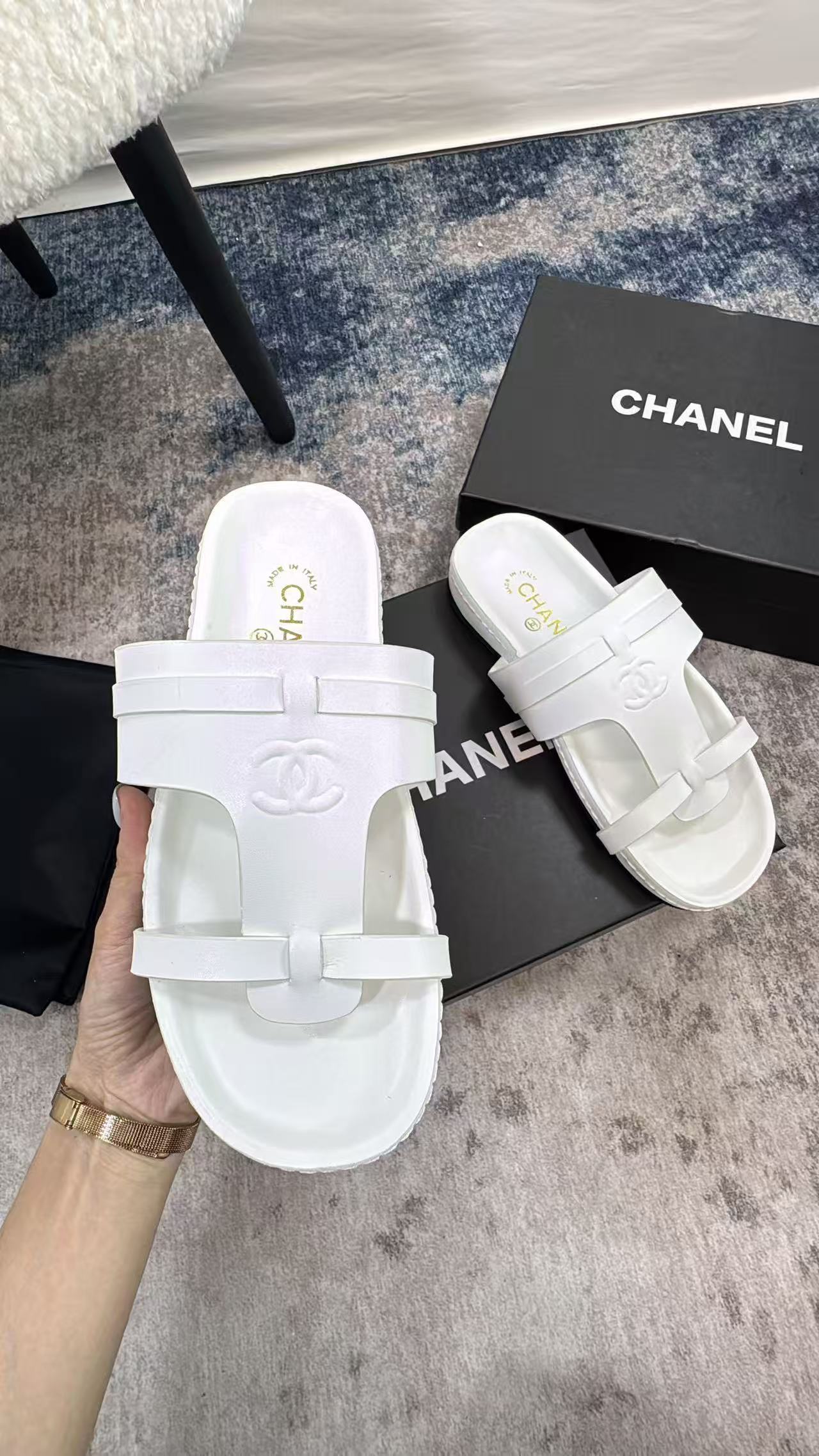 CHANE1 シンプル ダブルC スリッパ【50％割引+送料無料】