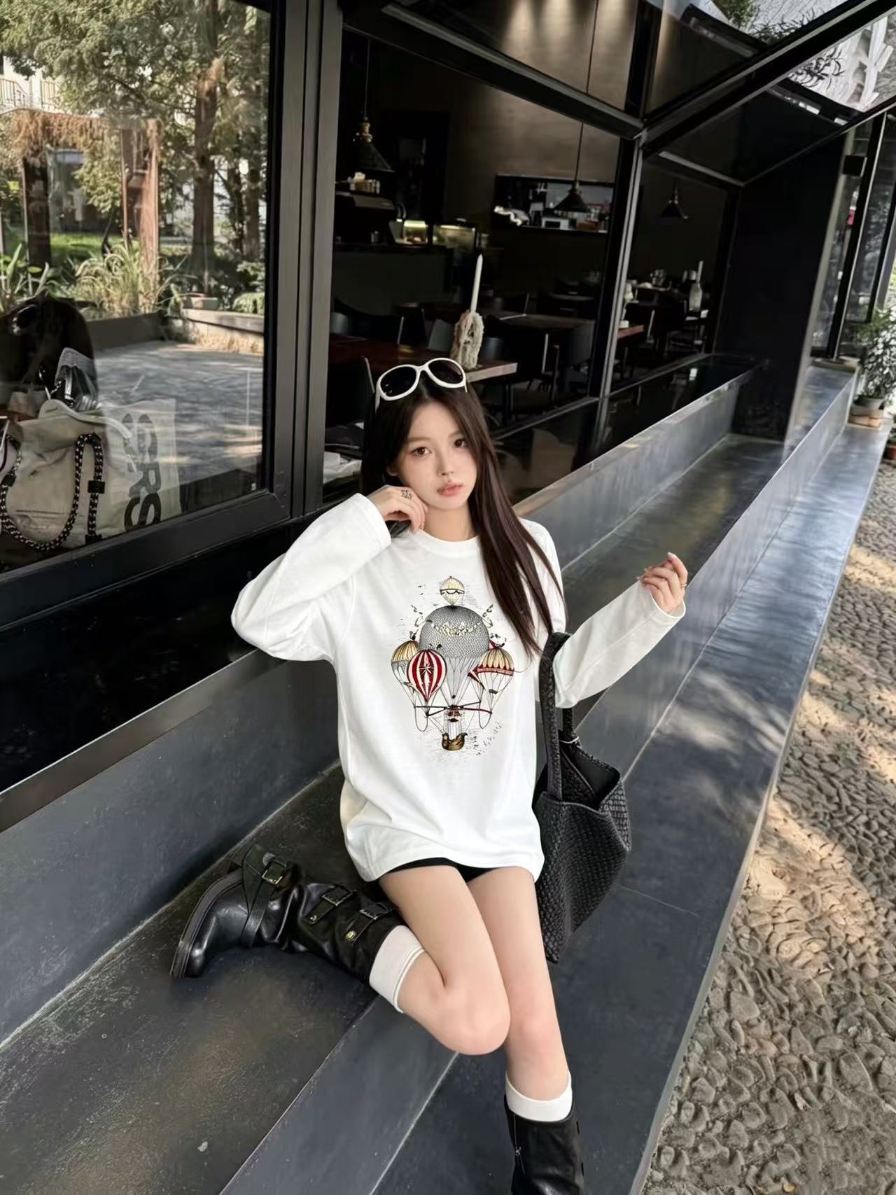 DIOR 熱気球＆レター 長袖Tシャツ【50％割引+送料無料】