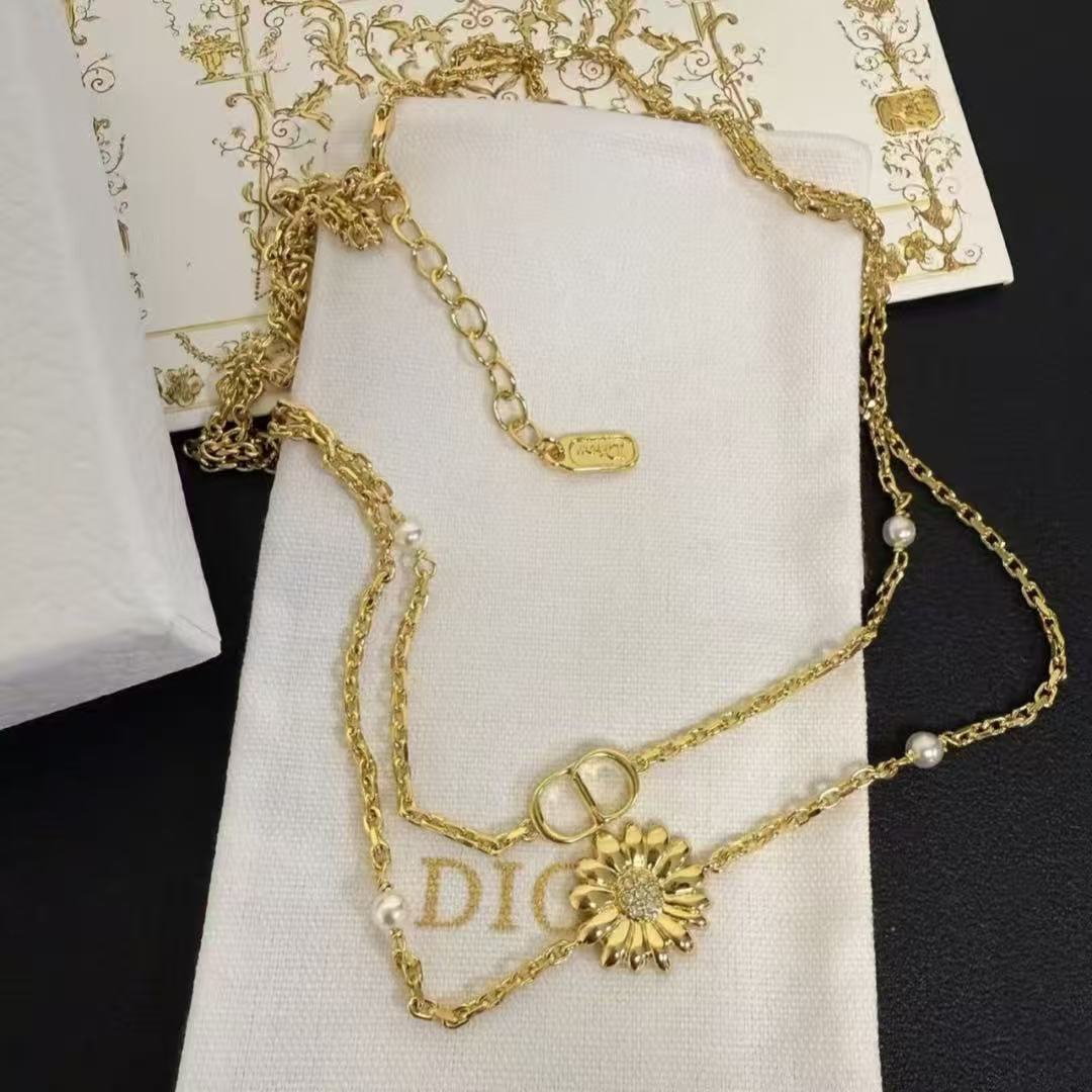 DI0R CDひまわりダブルレイヤーネックレス【50％割引+送料無料】