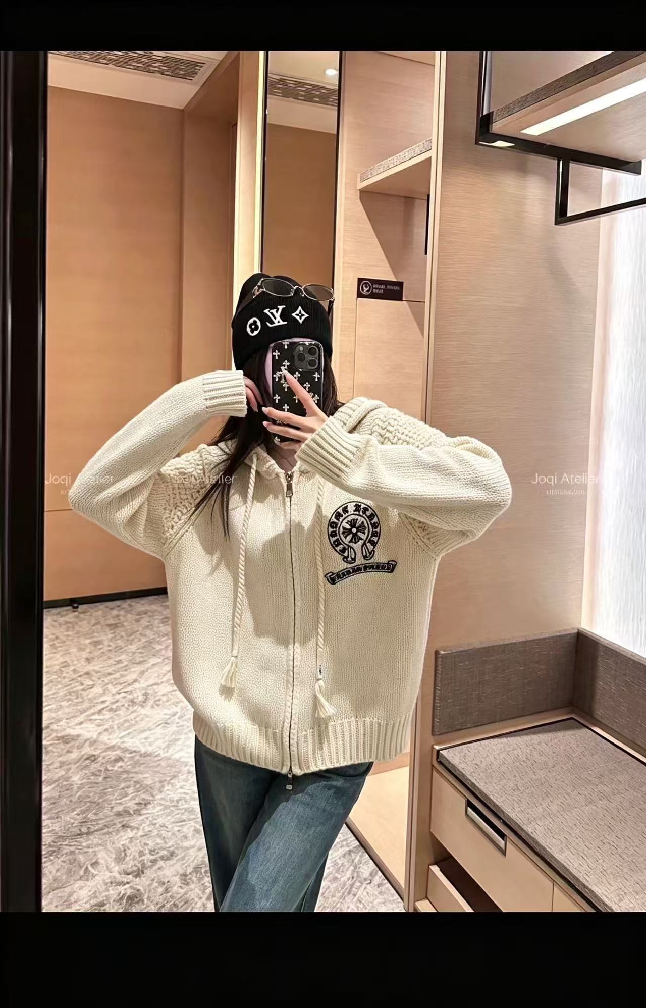 Chrome Hearts サンスクリット文字刺繍 ウールカーディガン【50％割引+送料無料】