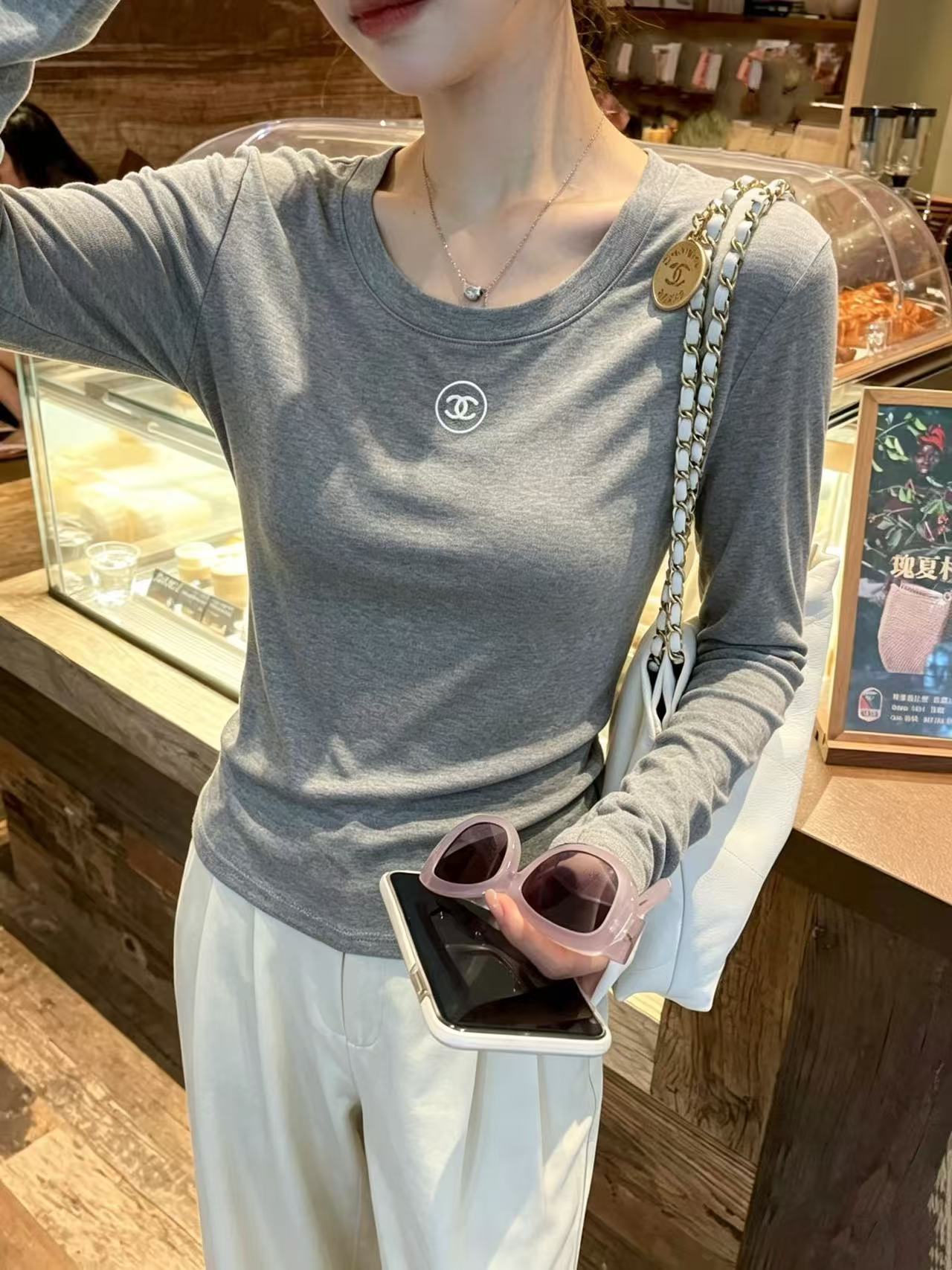 CHANE1 シンプルダブルC長袖Tシャツ【50％割引+送料無料】