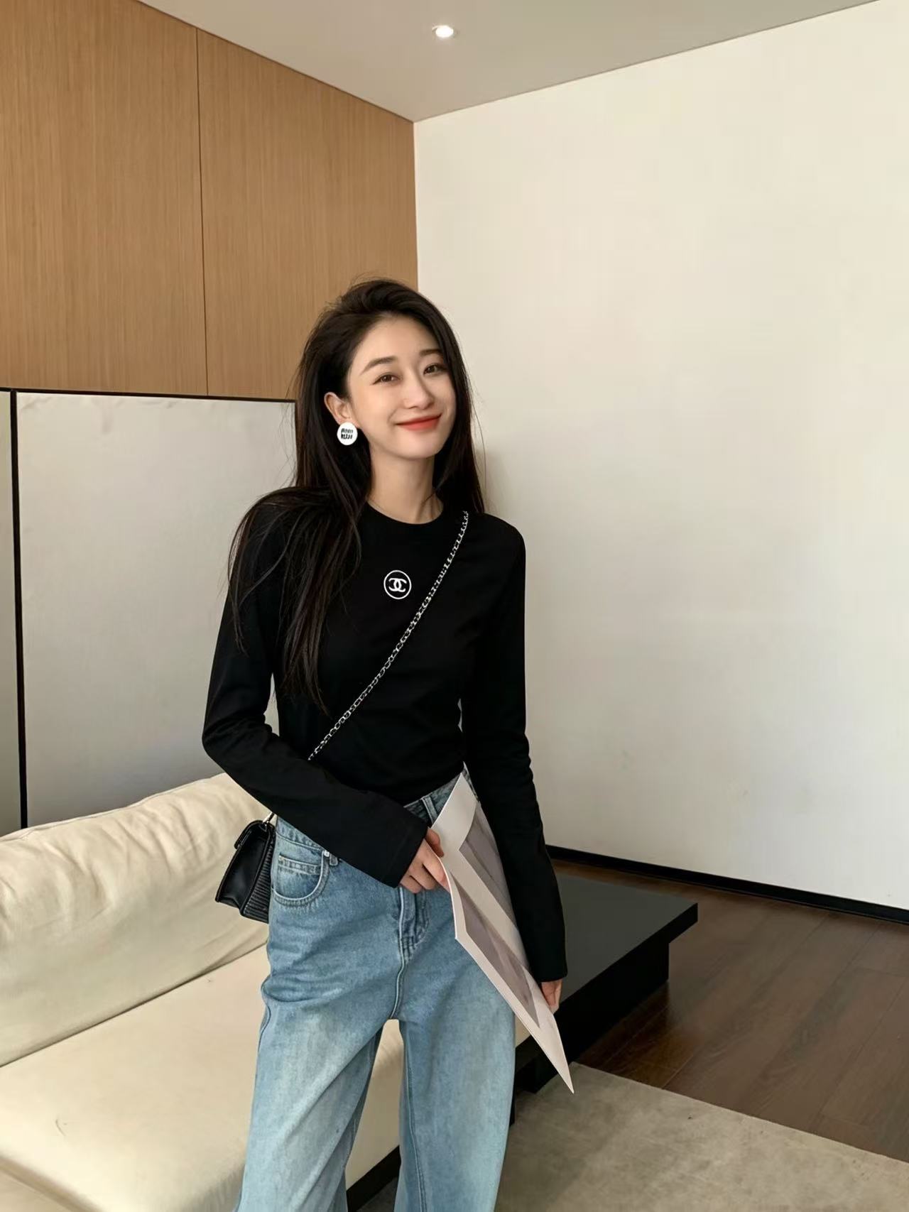 CHANE1 シンプルダブルC長袖Tシャツ【50％割引+送料無料】