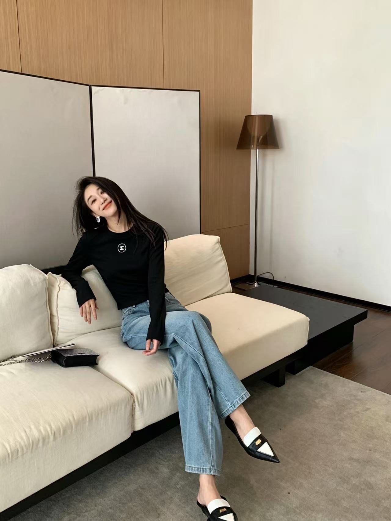 CHANE1 シンプルダブルC長袖Tシャツ【50％割引+送料無料】