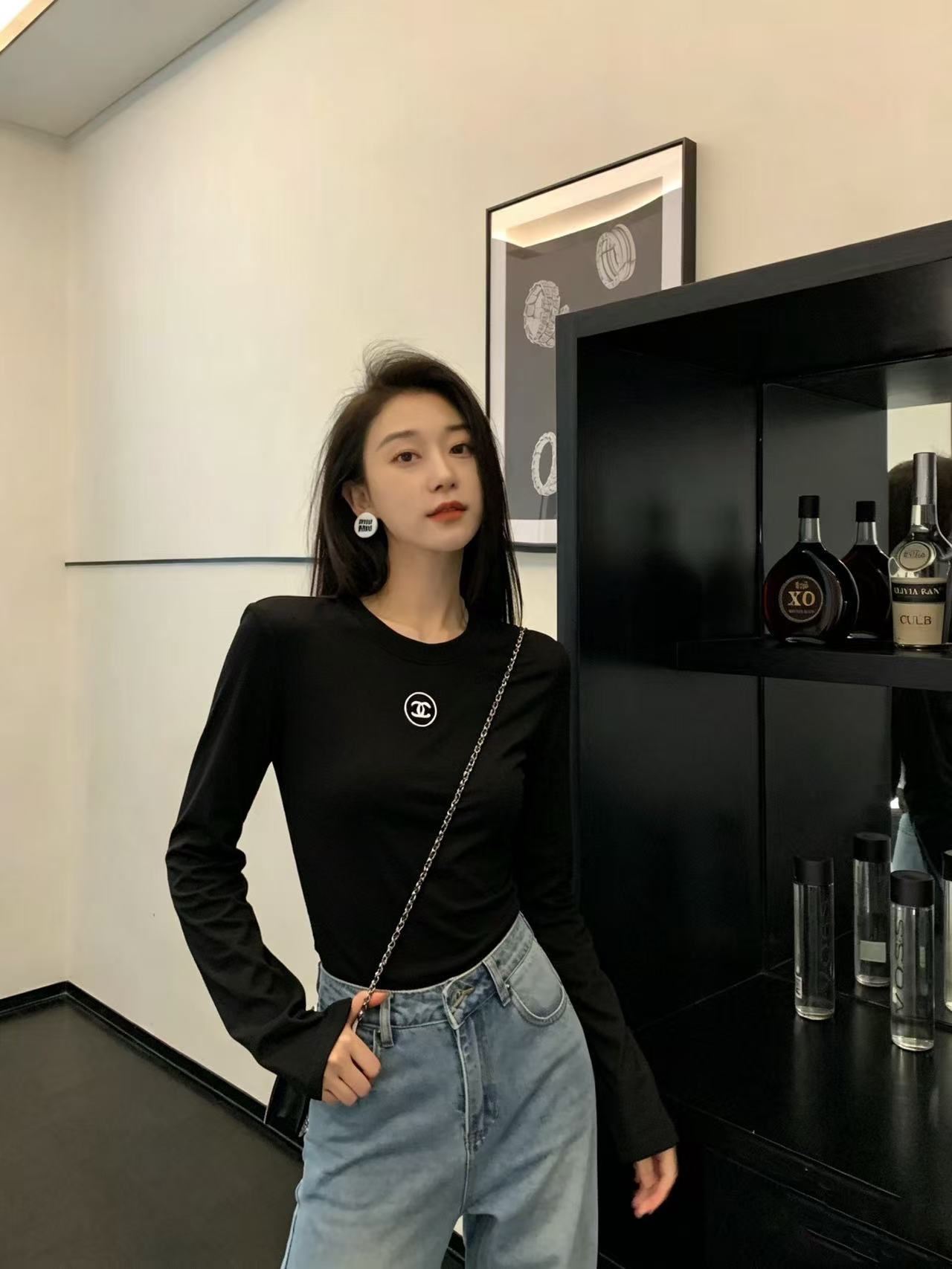 CHANE1 シンプルダブルC長袖Tシャツ【50％割引+送料無料】