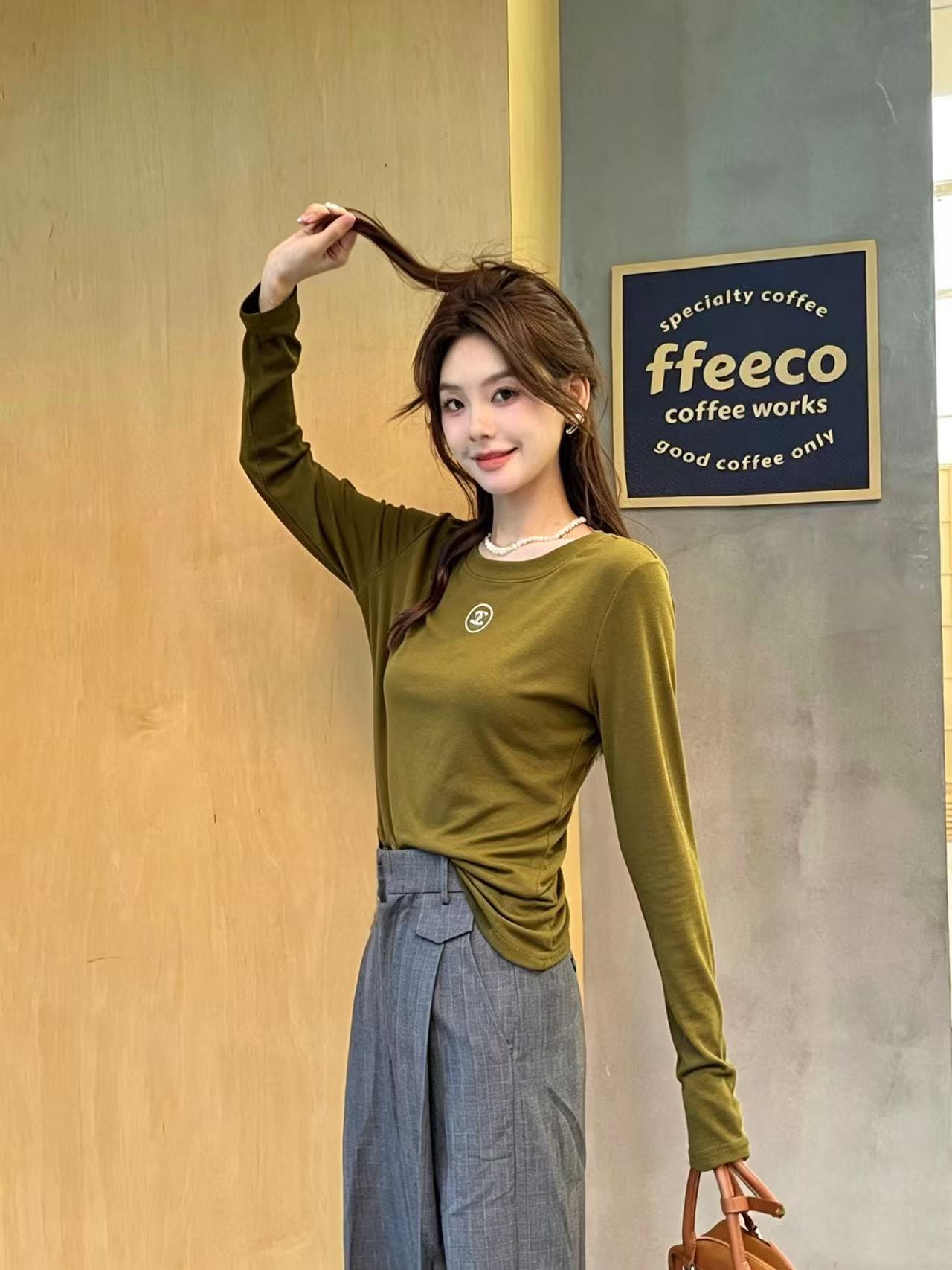CHANE1 シンプルダブルC長袖Tシャツ【50％割引+送料無料】