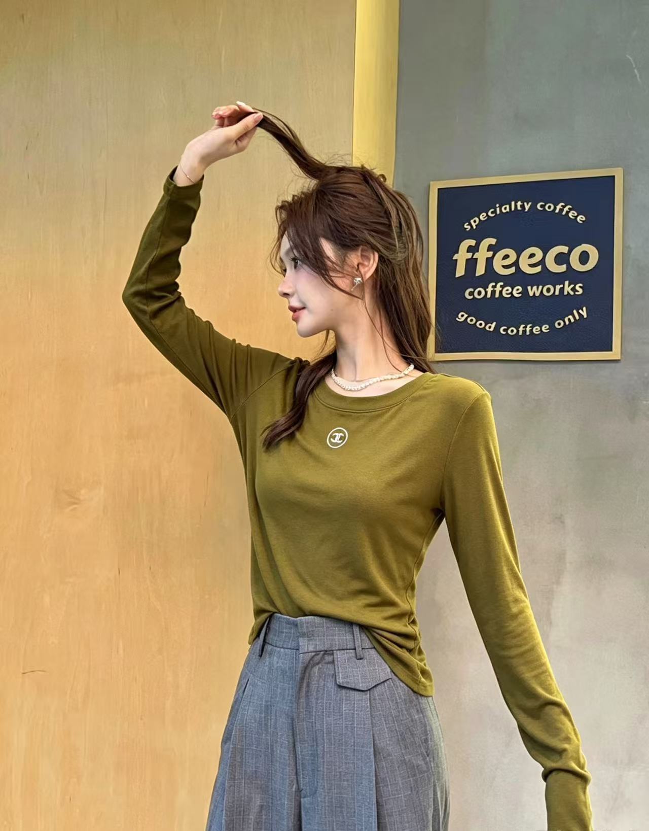 CHANE1 シンプルダブルC長袖Tシャツ【50％割引+送料無料】