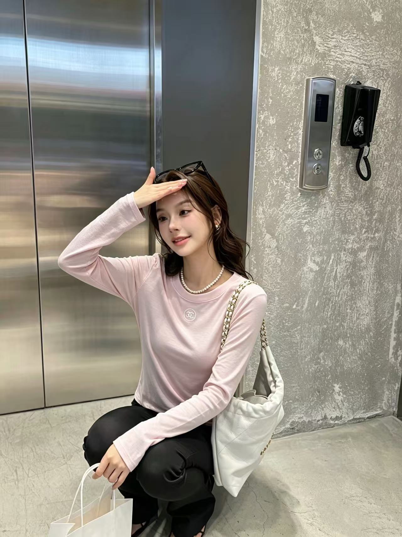 CHANE1 シンプルダブルC長袖Tシャツ【50％割引+送料無料】