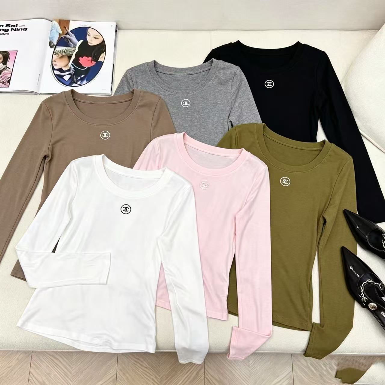 CHANE1 シンプルダブルC長袖Tシャツ【50％割引+送料無料】