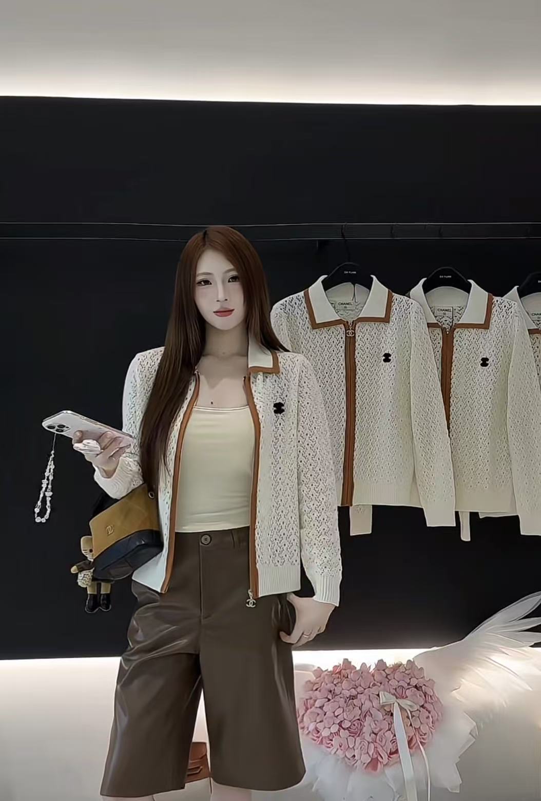CHANEL ダブルC 透かし編みウールカーディガン【50％割引+送料無料】