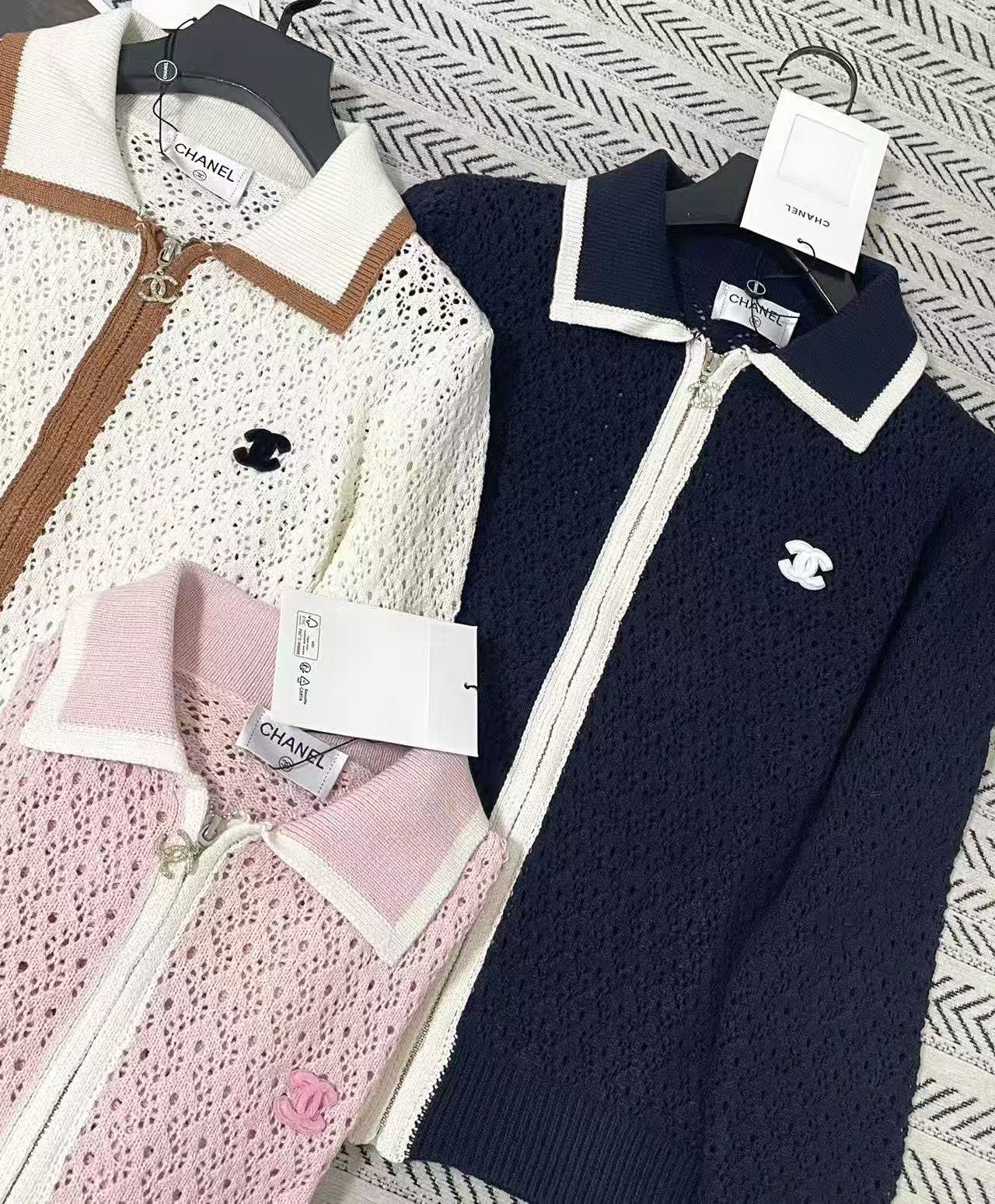 CHANEL ダブルC 透かし編みウールカーディガン【50％割引+送料無料】