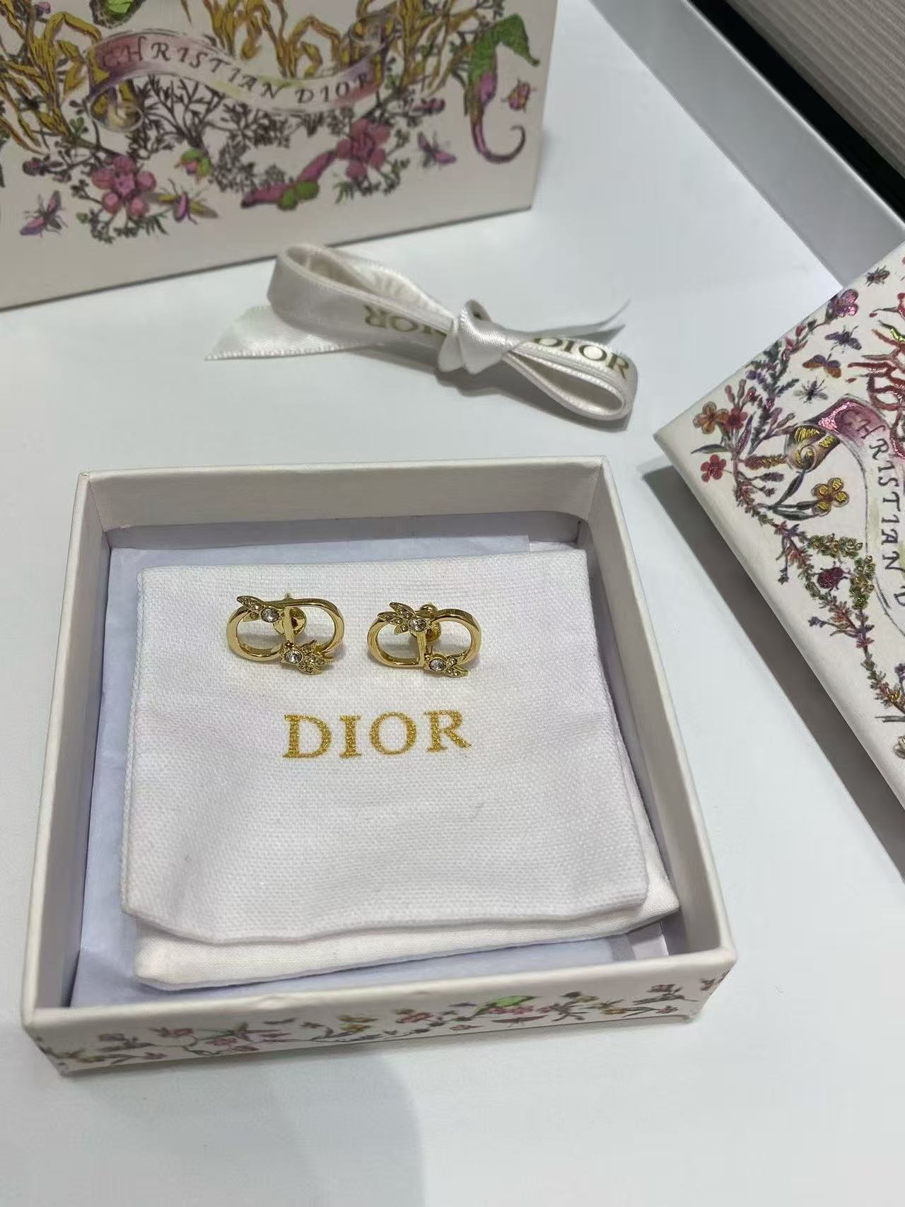 DI0R CD フラワー＆ダイヤモンド ピアス【50％割引+送料無料】