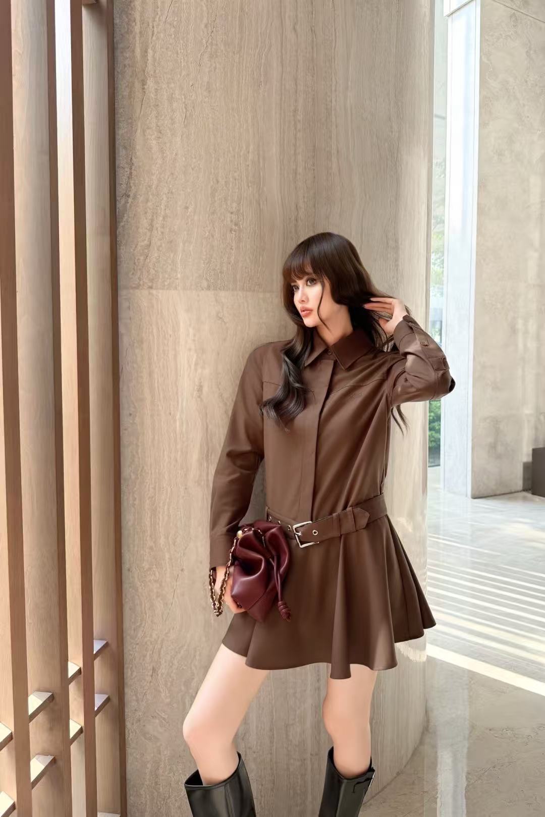 LOEWE ラッフルスリーブ ロングワンピース【50％割引+送料無料】
