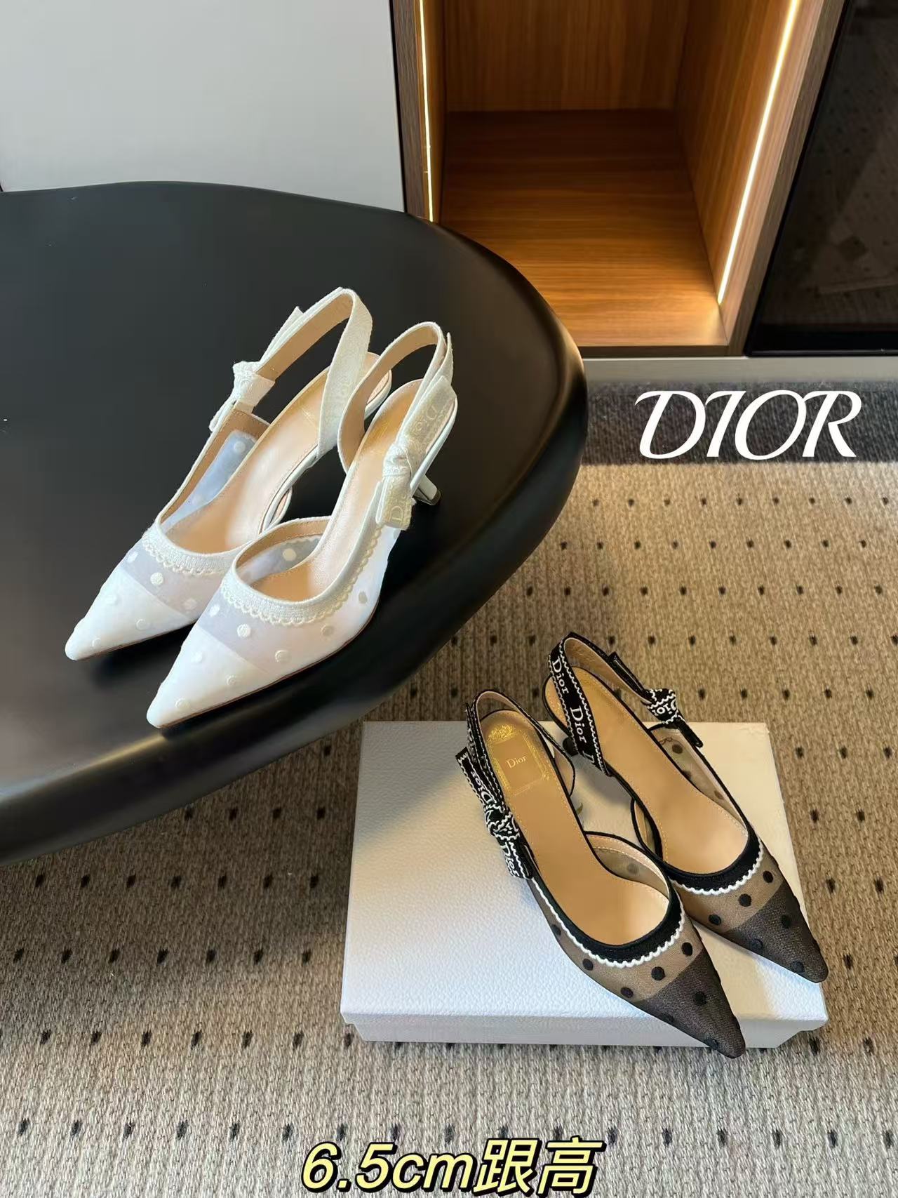 DIOR ハイクオリティ・ポルカドット・ハイヒール【50％割引+送料無料】