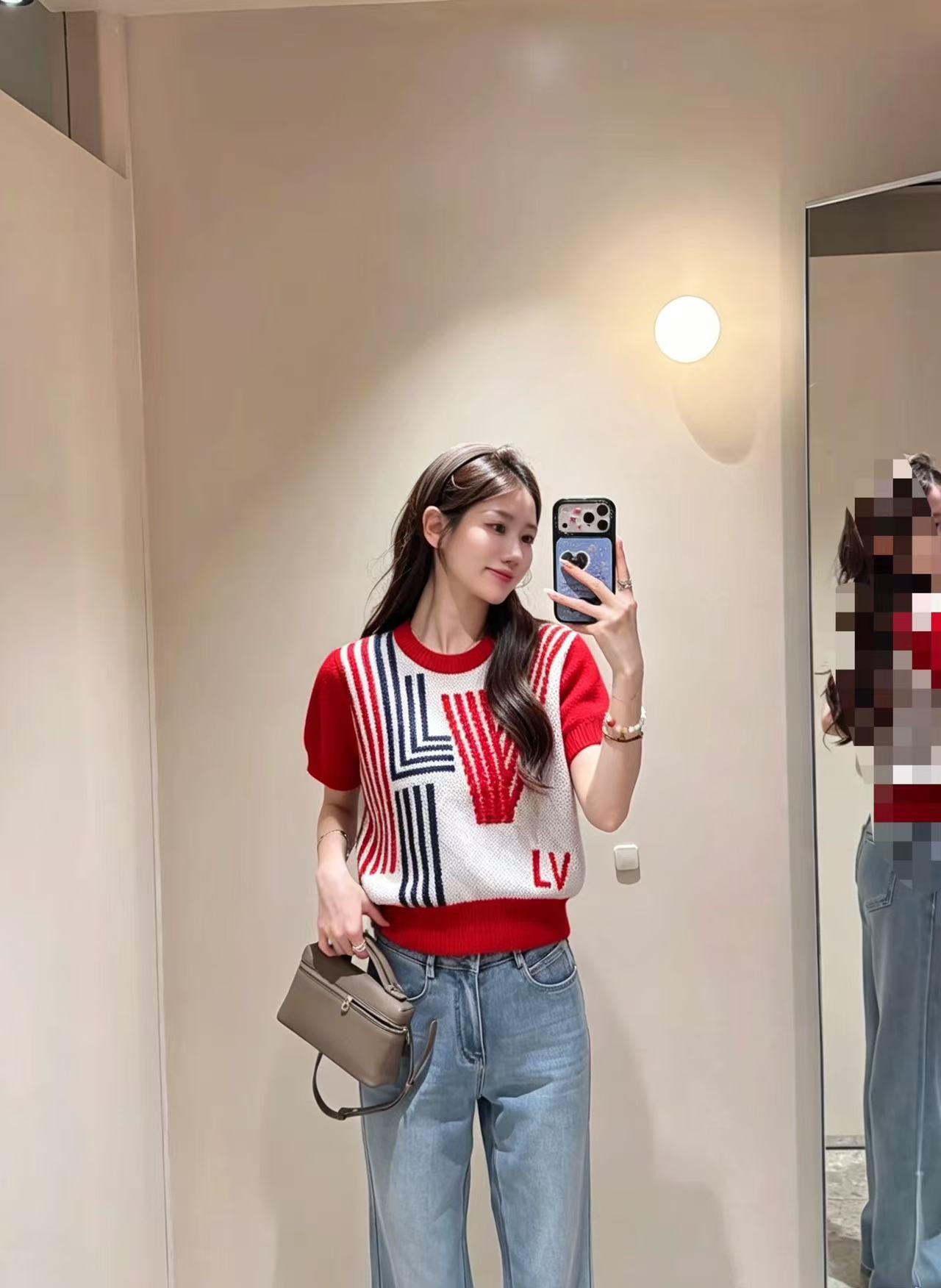 LV バイカラー ウール半袖ニット【50％割引+送料無料】