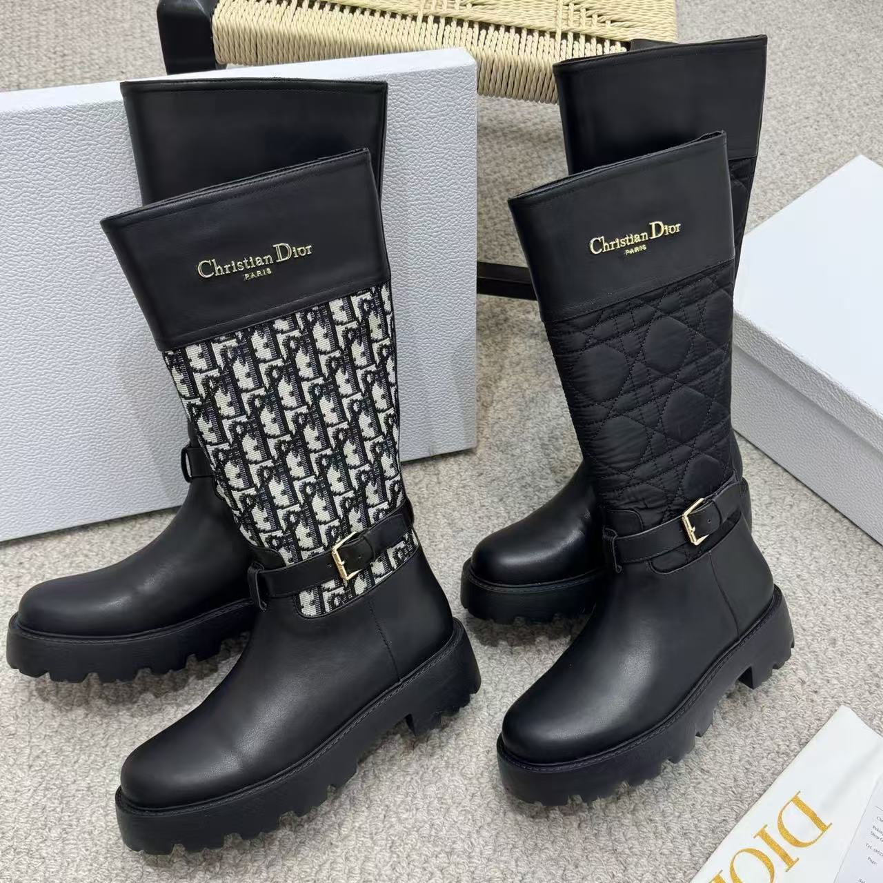 DIOR 高品質牛革ロングブーツ【50％割引+送料無料】