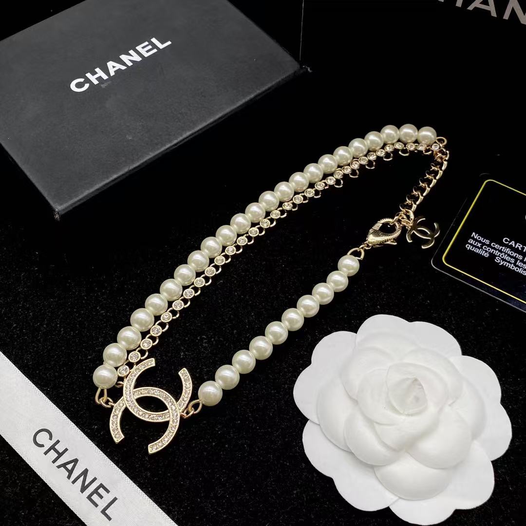 CHANE1 ダブルCパールブレスレット＋ネックレス ツーピースセット【50％割引+送料無料】
