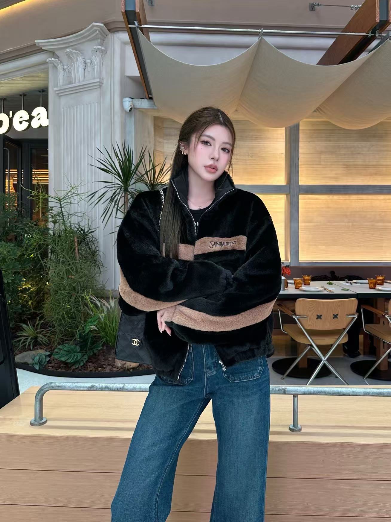 YSLのカラーブロックウールコート【50％割引+送料無料】
