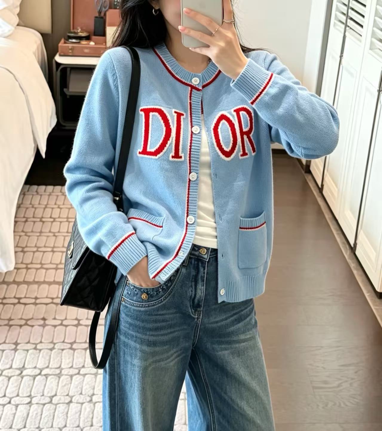 DIOR ロゴ入りウールカーディガン【50％割引+送料無料】