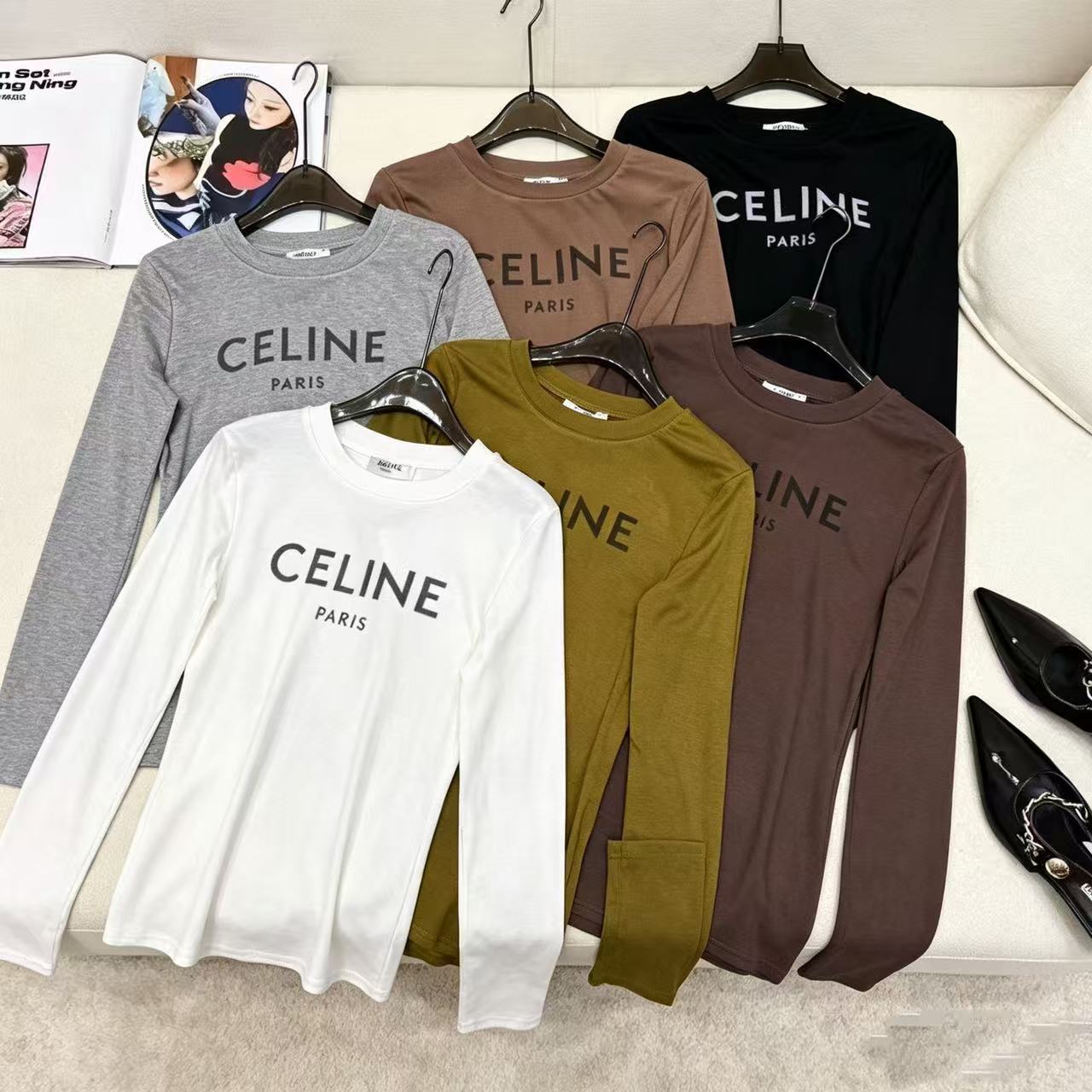 CEL1NE レター長袖Tシャツ【50％割引+送料無料】