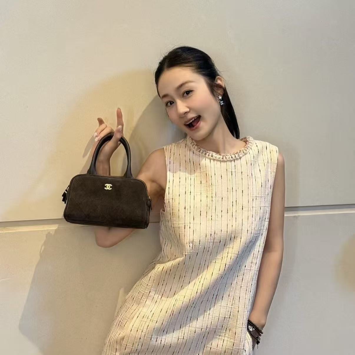 CHANEL ディアスキン ボウリングバッグ【50％割引+送料無料】