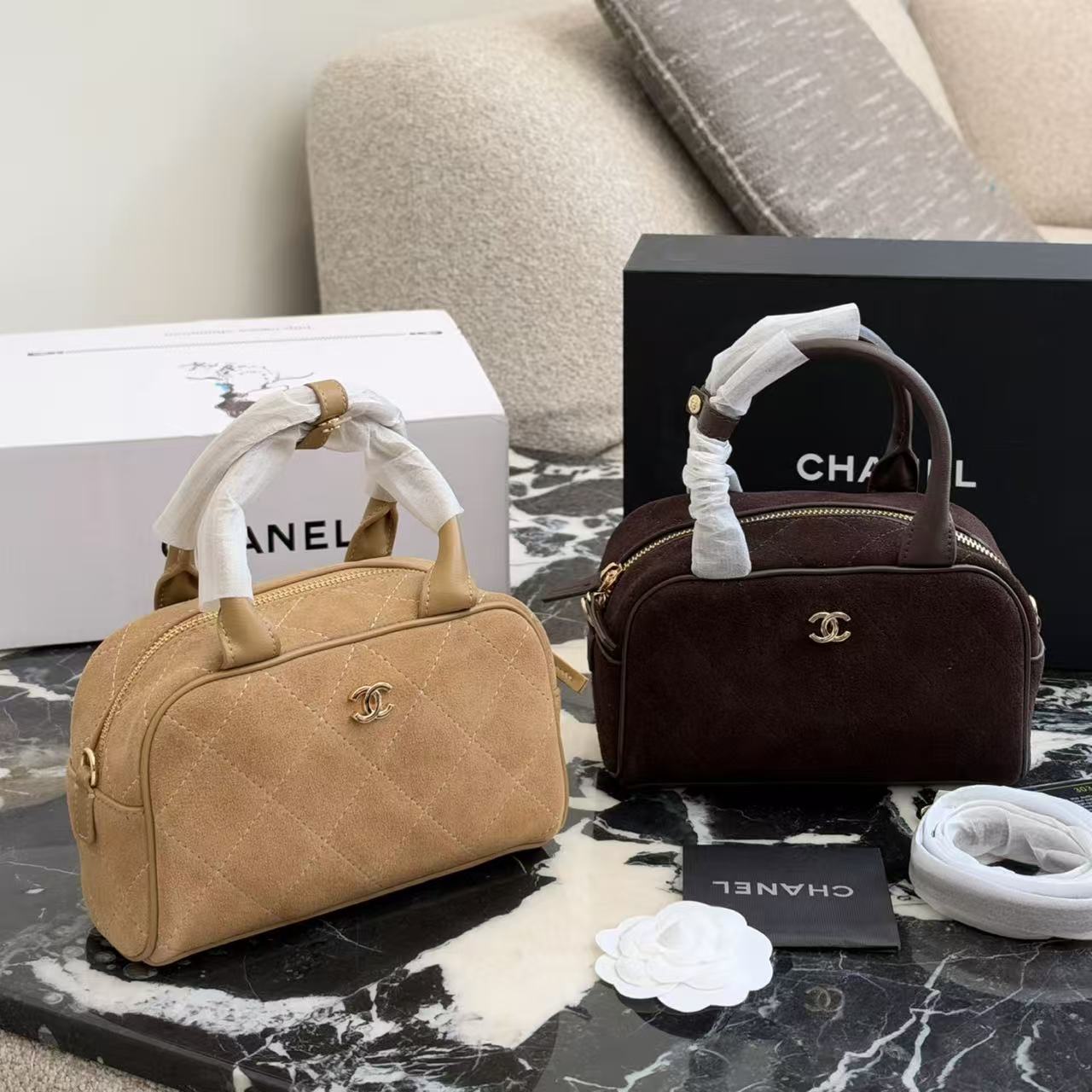 CHANEL ディアスキン ボウリングバッグ【50％割引+送料無料】