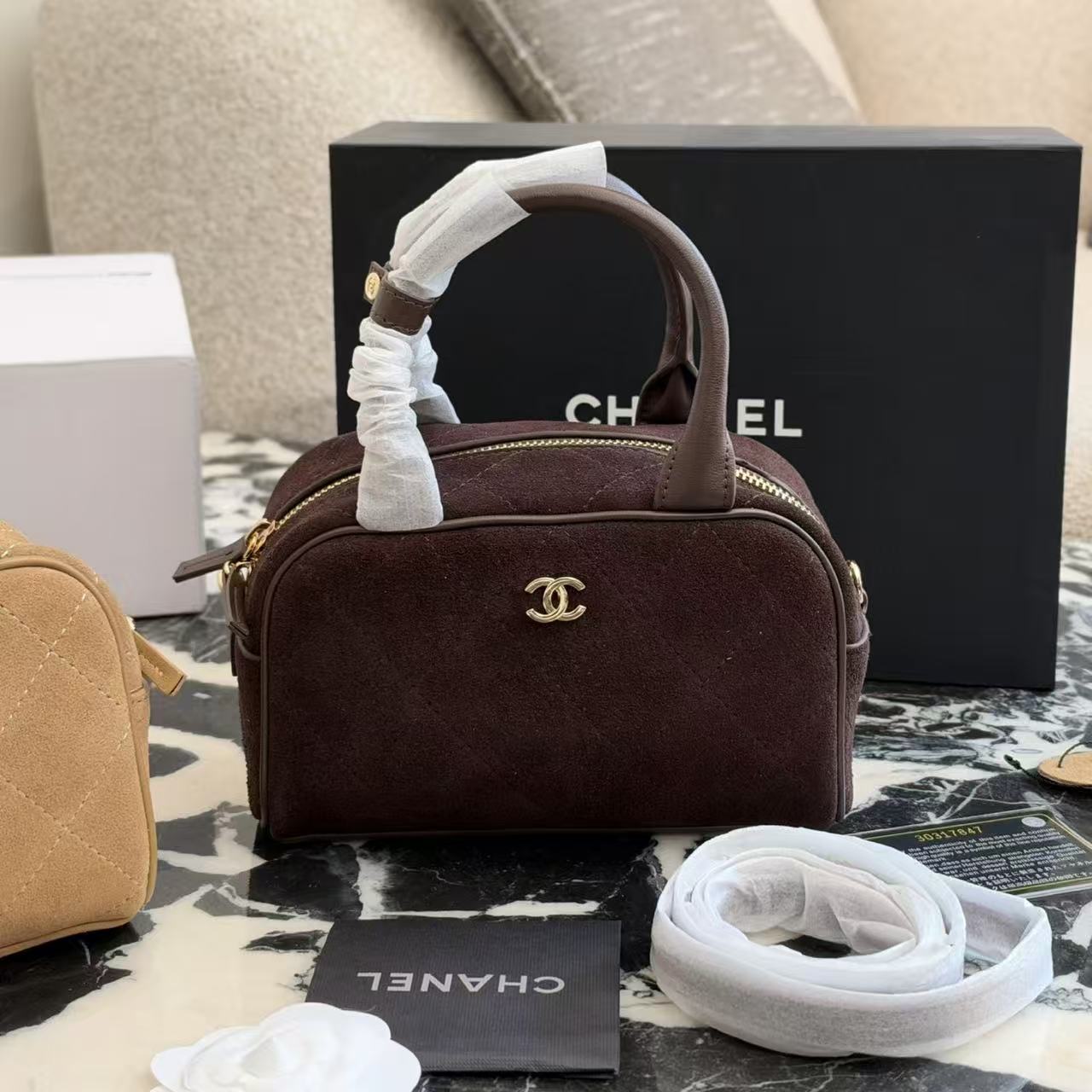 CHANEL ディアスキン ボウリングバッグ【50％割引+送料無料】