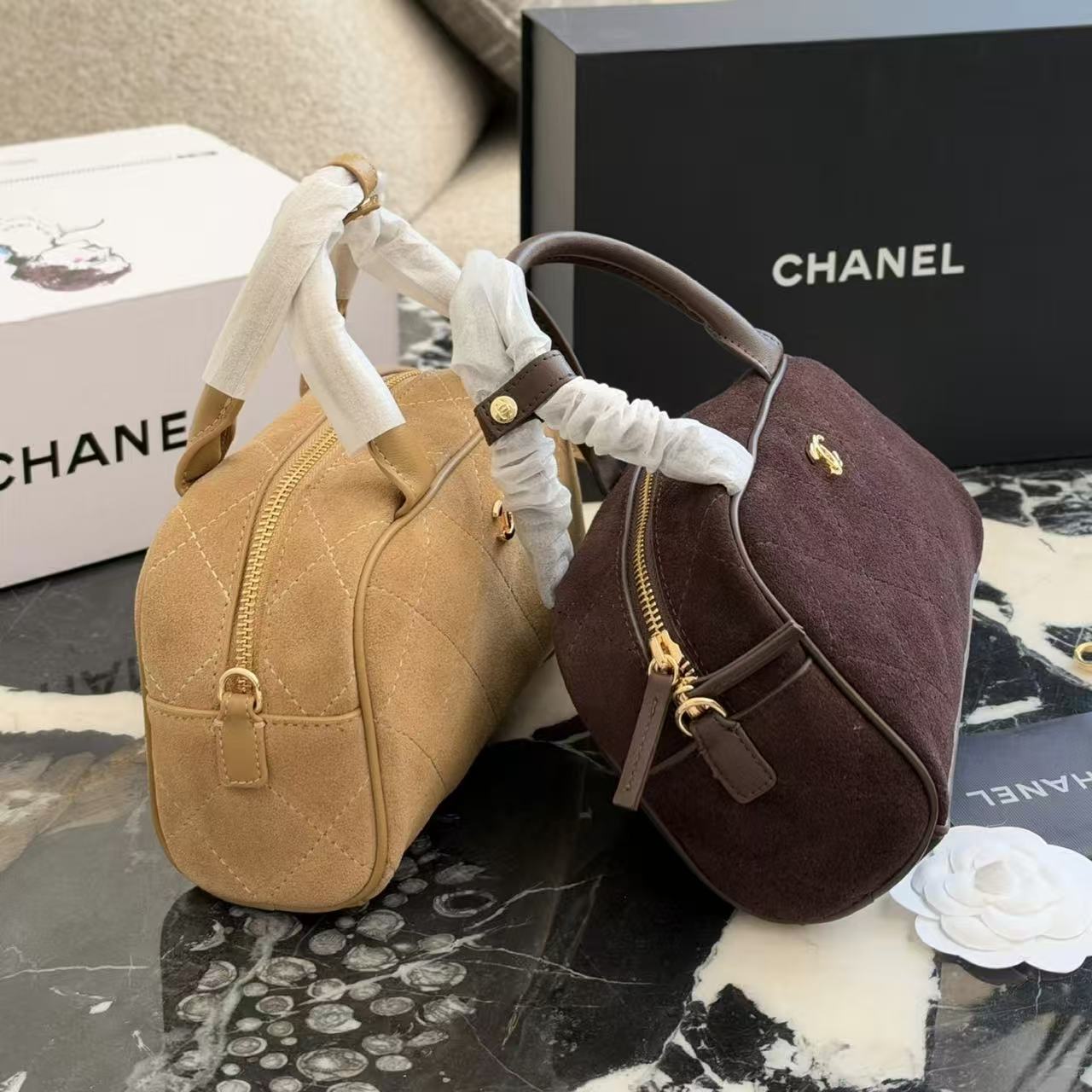 CHANEL ディアスキン ボウリングバッグ【50％割引+送料無料】