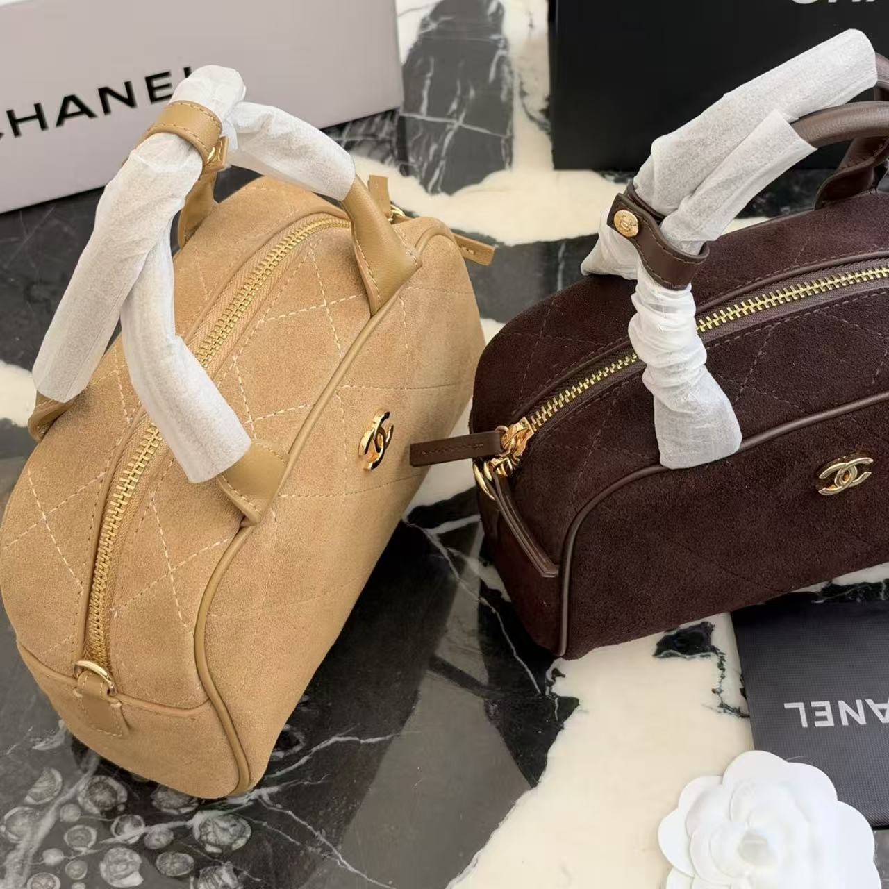 CHANEL ディアスキン ボウリングバッグ【50％割引+送料無料】