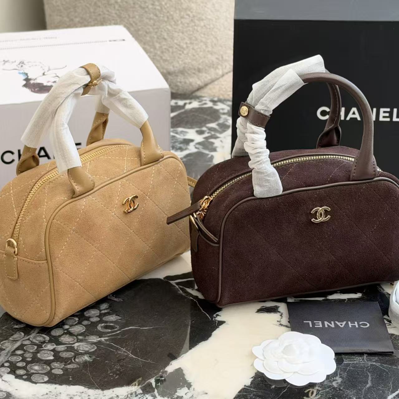 CHANEL ディアスキン ボウリングバッグ【50％割引+送料無料】