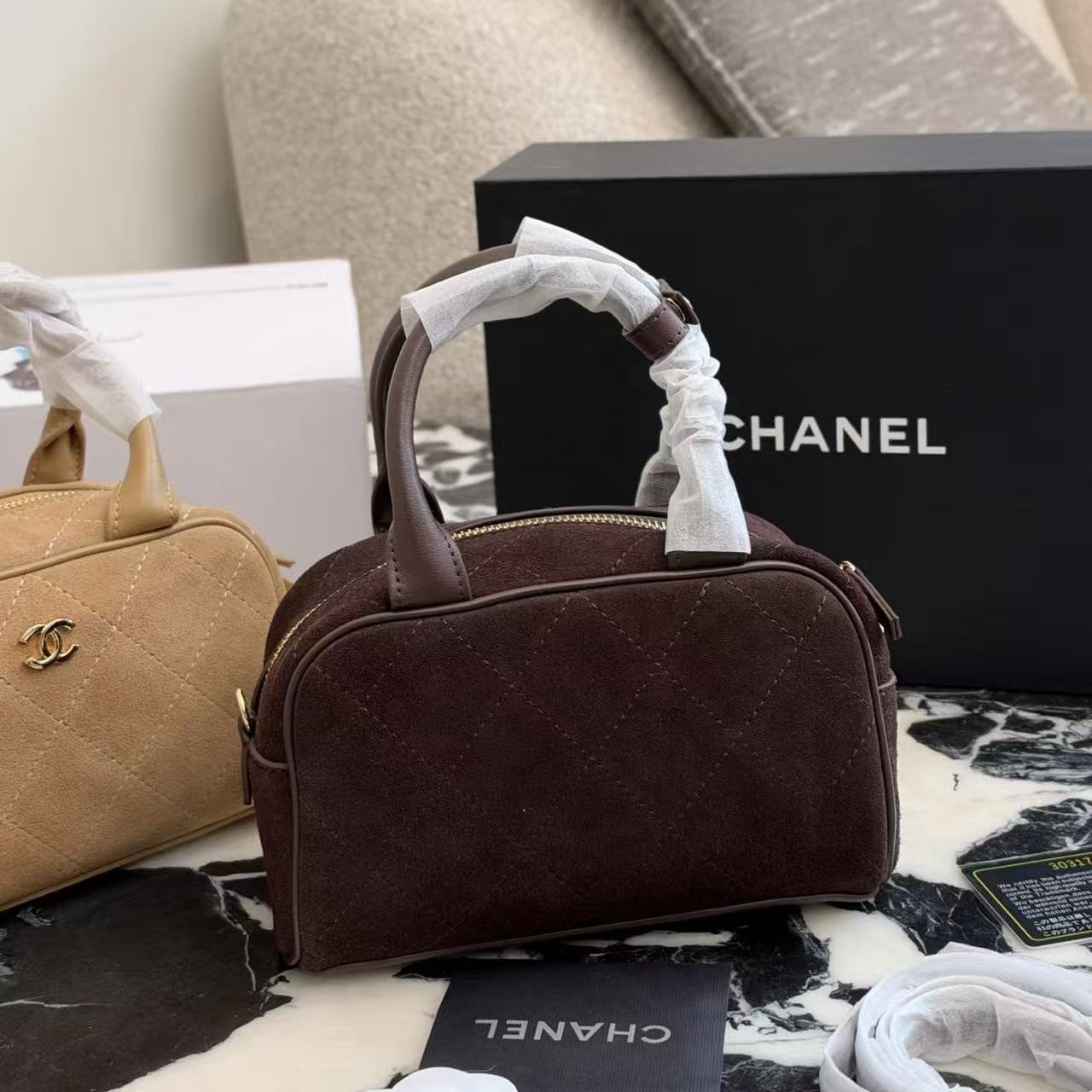 CHANEL ディアスキン ボウリングバッグ【50％割引+送料無料】