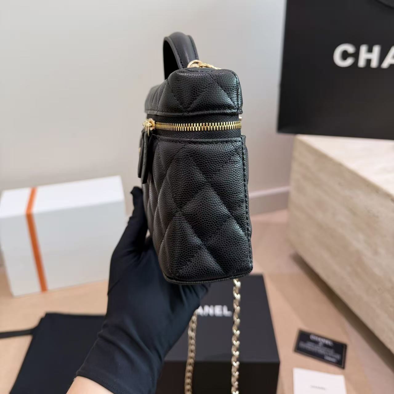 CHANE1 キャビアチェックチェーンバッグ【50％割引+送料無料】