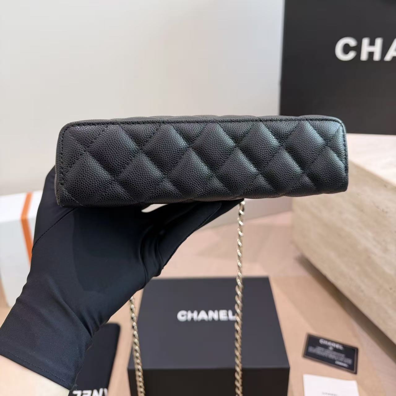 CHANE1 キャビアチェックチェーンバッグ【50％割引+送料無料】