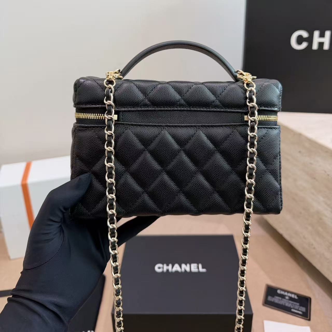 CHANE1 キャビアチェックチェーンバッグ【50％割引+送料無料】