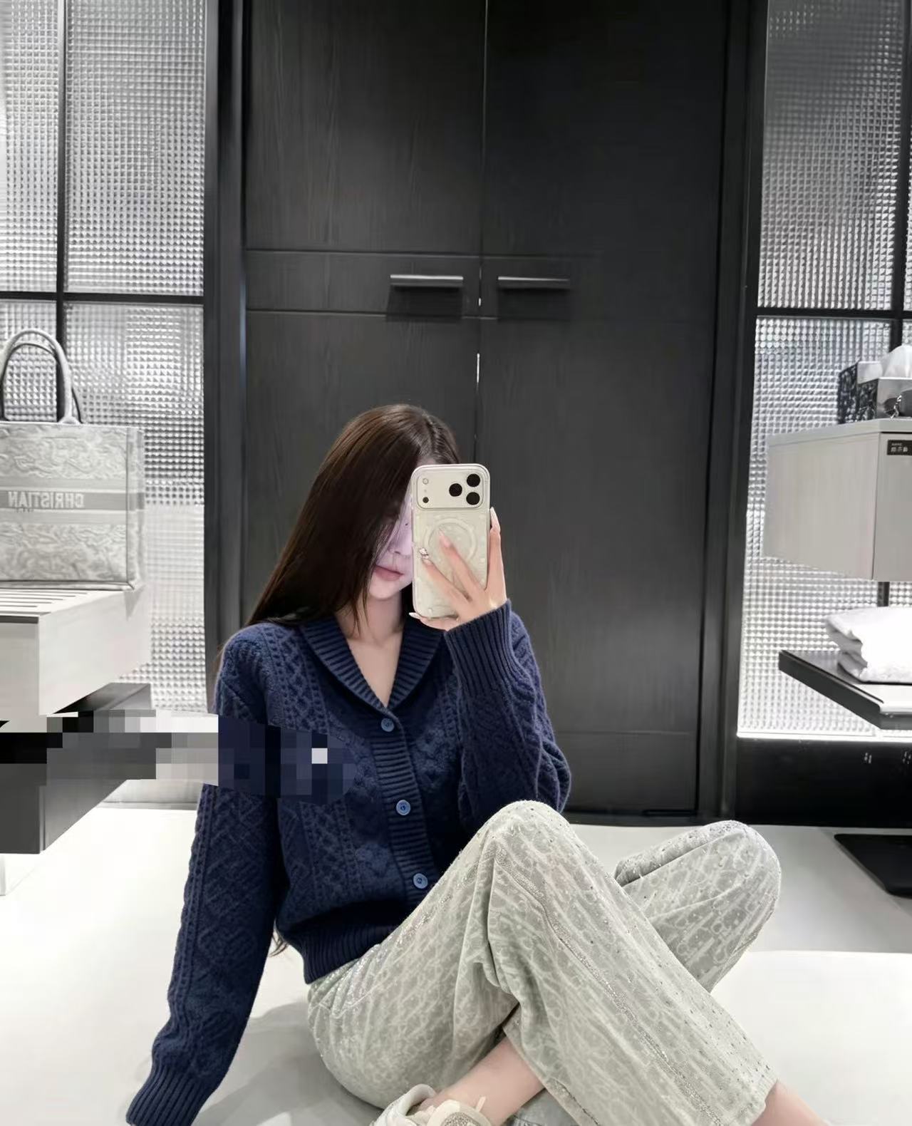 DIOR ロゴ入りラペル ウールカーディガン【50％割引+送料無料】
