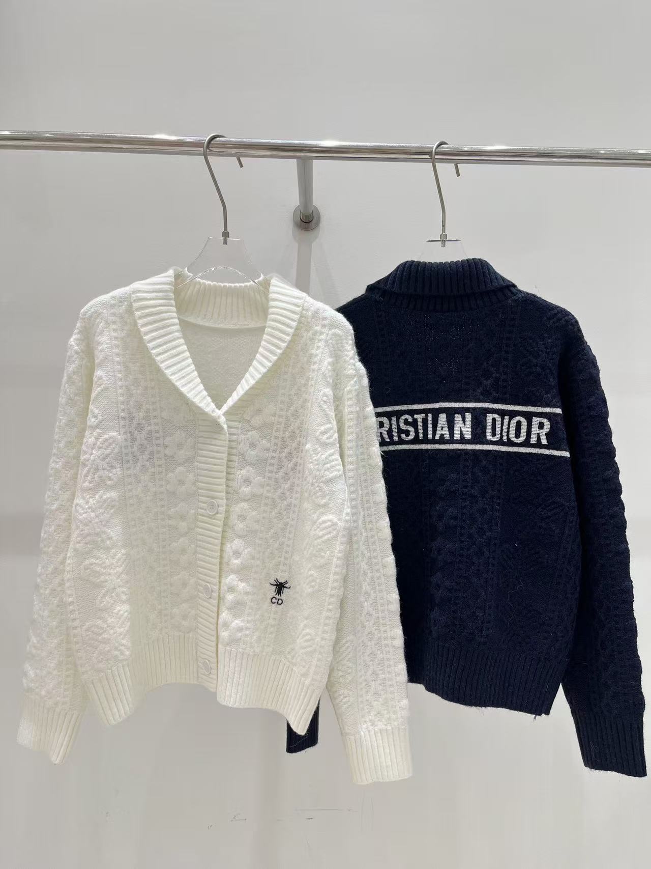 DIOR ロゴ入りラペル ウールカーディガン【50％割引+送料無料】