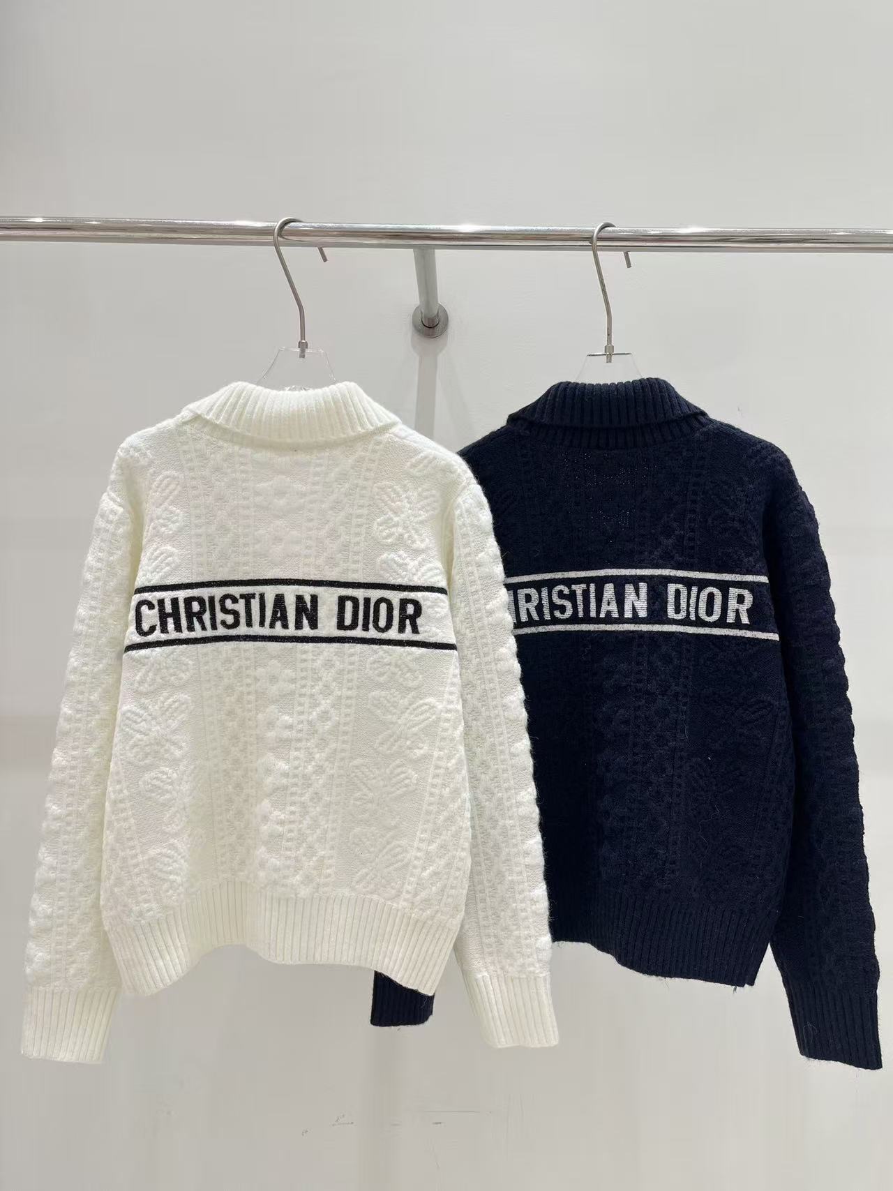 DIOR ロゴ入りラペル ウールカーディガン【50％割引+送料無料】
