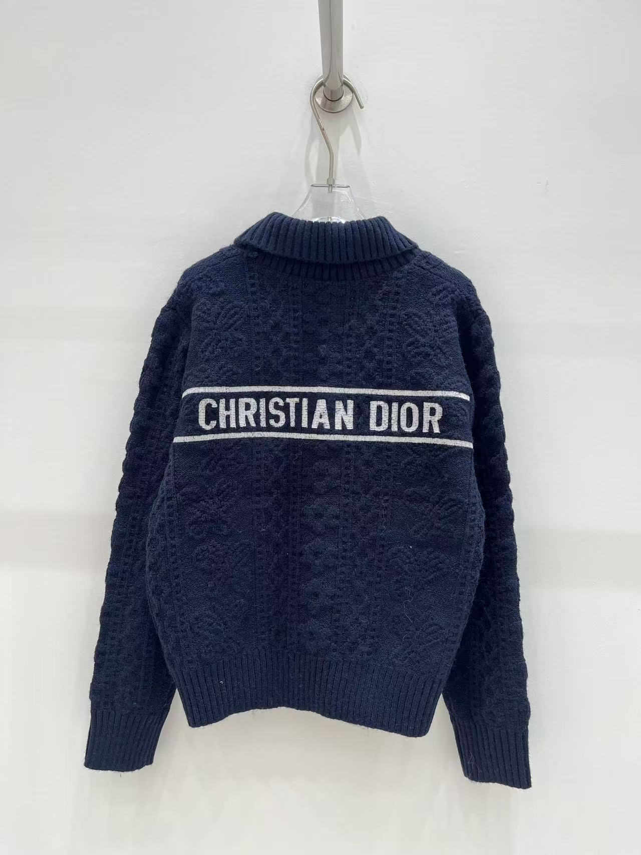 DIOR ロゴ入りラペル ウールカーディガン【50％割引+送料無料】