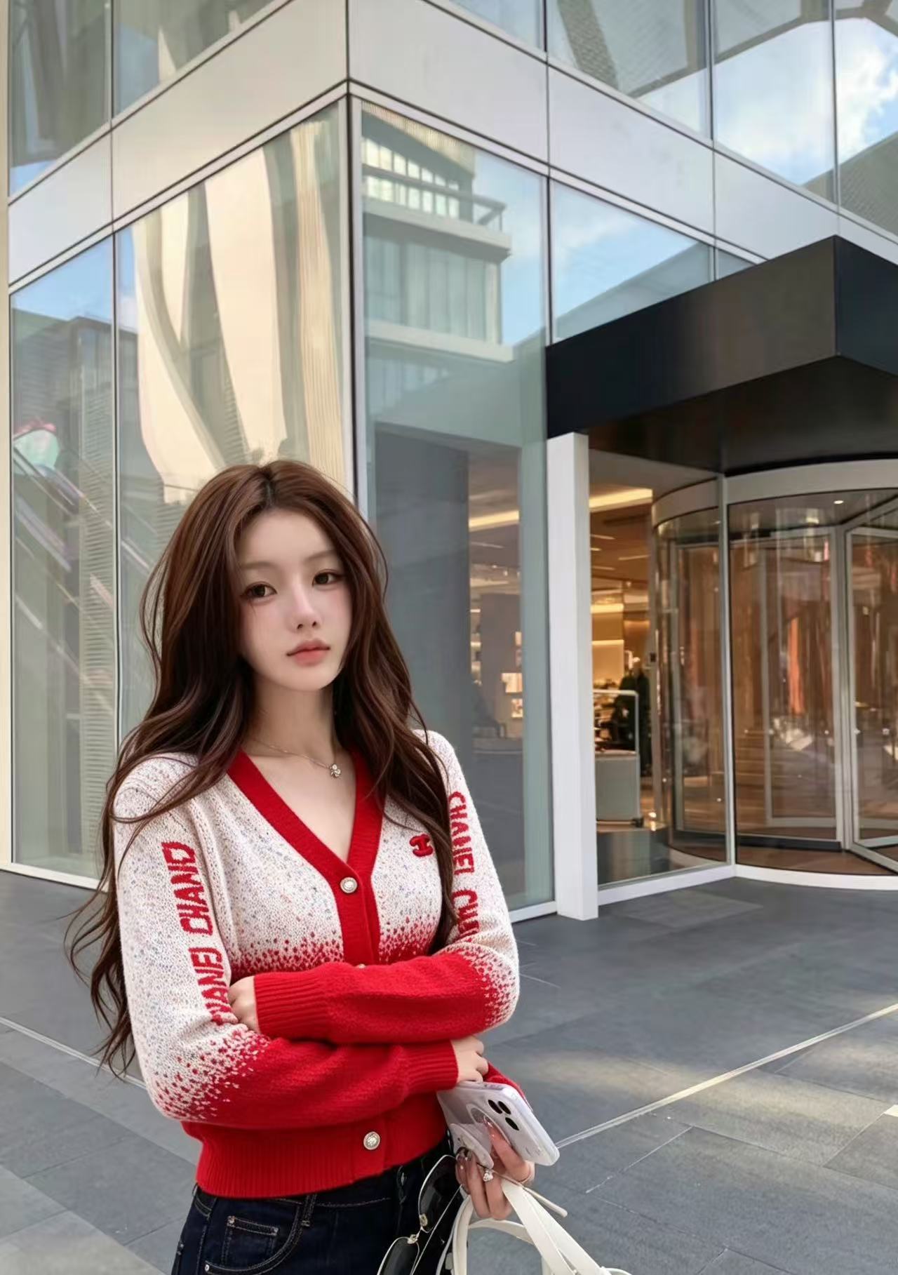 CHANEL グラデーションVネックウールカーディガン【50％割引+送料無料】