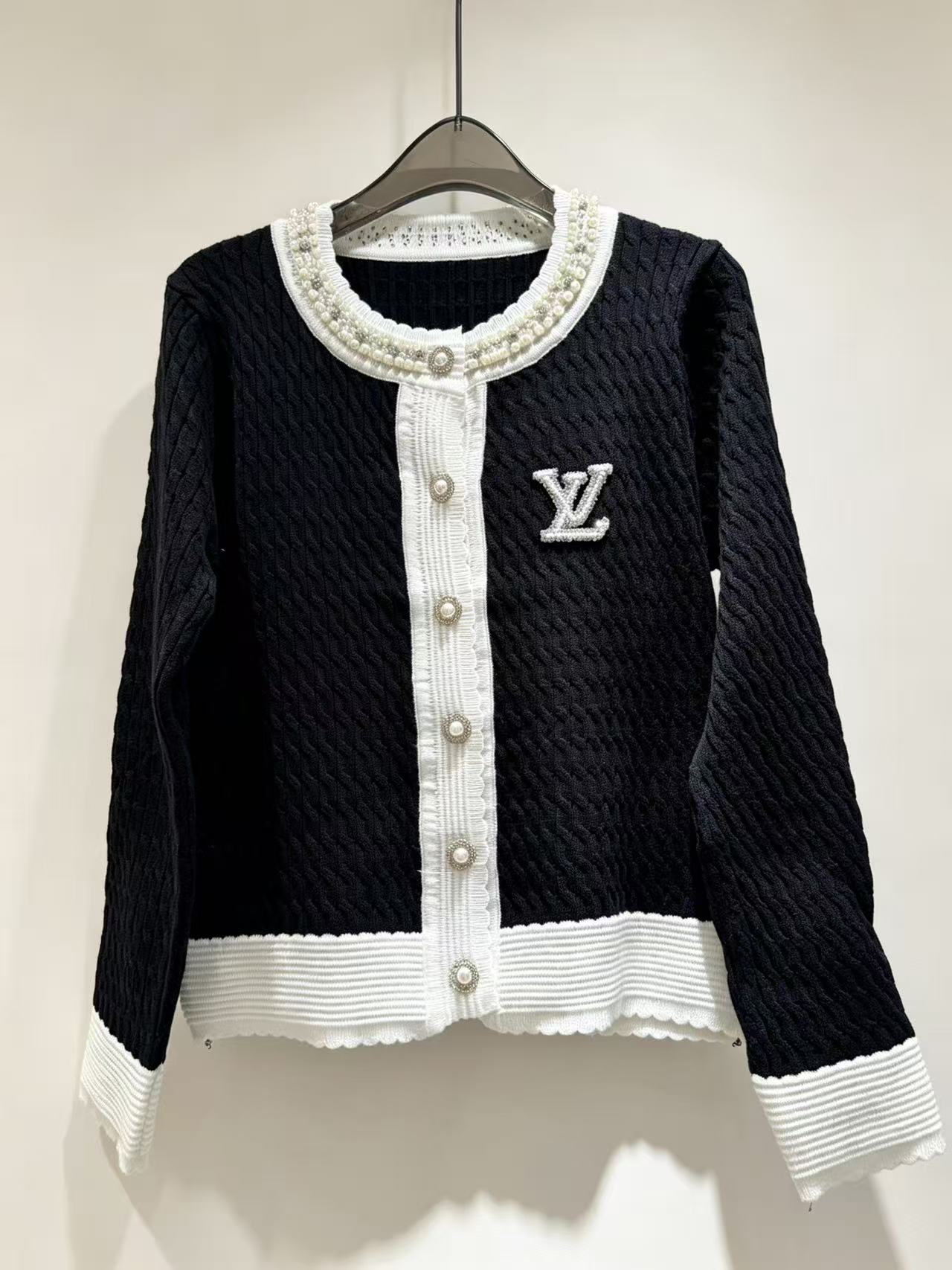 LV パール付きウールカーディガン【50％割引+送料無料】