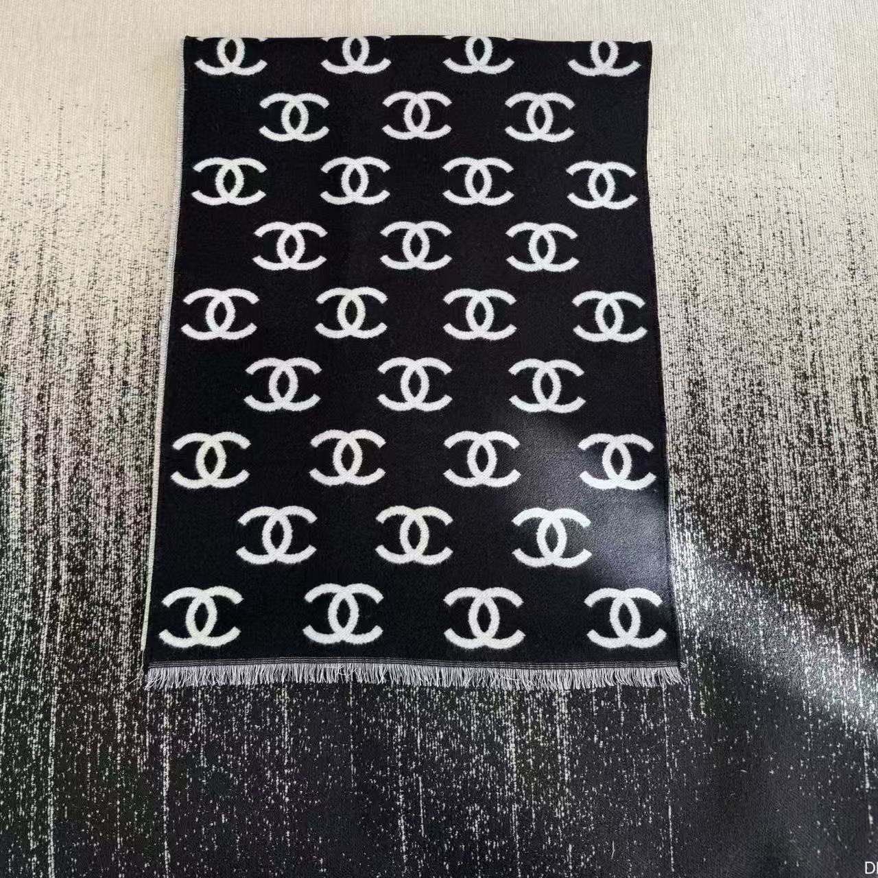 CHANEL ダブルC カシミヤフリンジマフラー【50％割引+送料無料】
