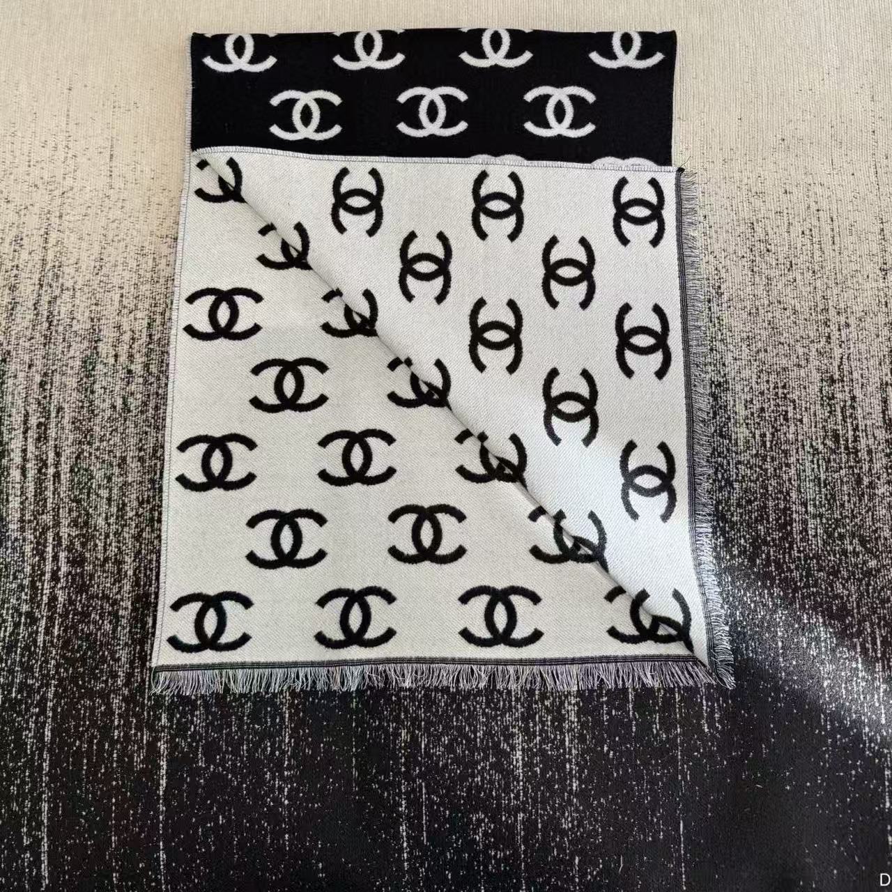 CHANEL ダブルC カシミヤフリンジマフラー【50％割引+送料無料】