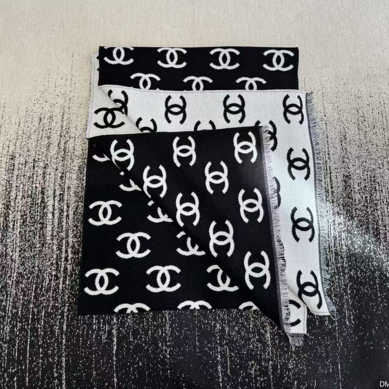 CHANEL ダブルC カシミヤフリンジマフラー【50％割引+送料無料】