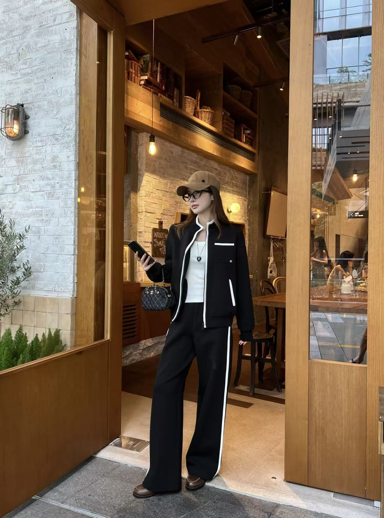 CHANE1 スタンドカラー・ジップアップジャケット＋ロングパンツ 2点セット【50％割引+送料無料】