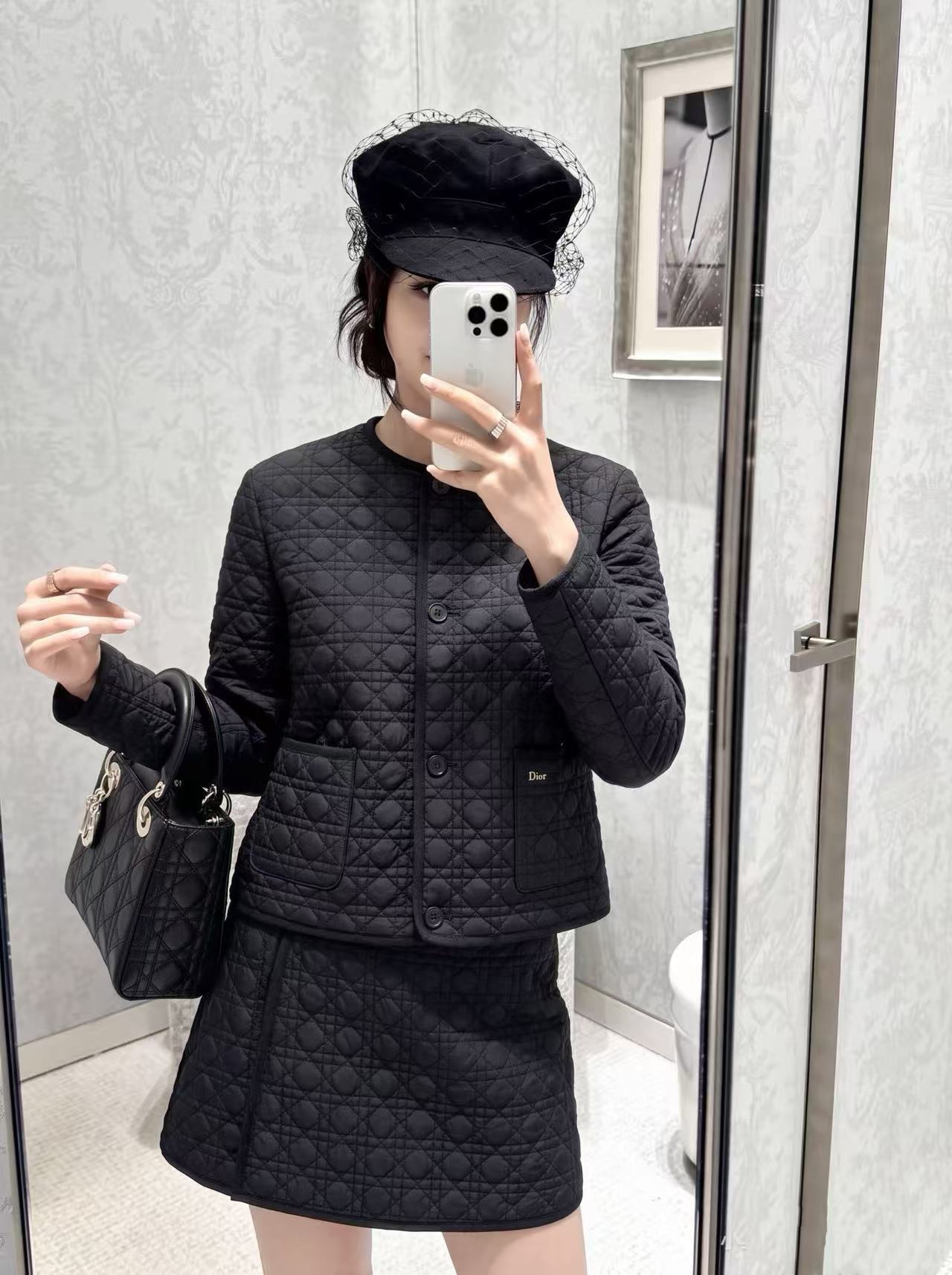 DIOR 格子柄ジャケット＆スカート セットアップ【50％割引+送料無料】