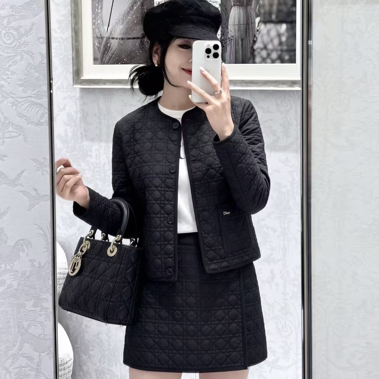 DIOR 格子柄ジャケット＆スカート セットアップ【50％割引+送料無料】