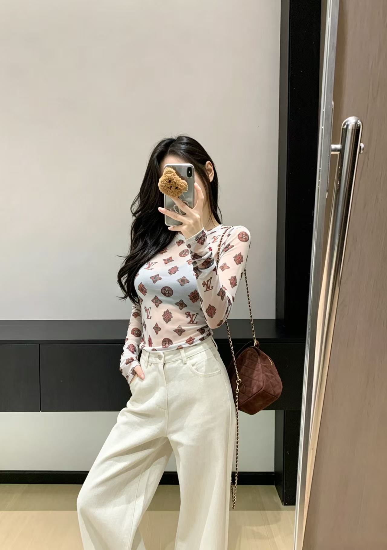 LVプリント長袖Tシャツ【50％割引+送料無料】
