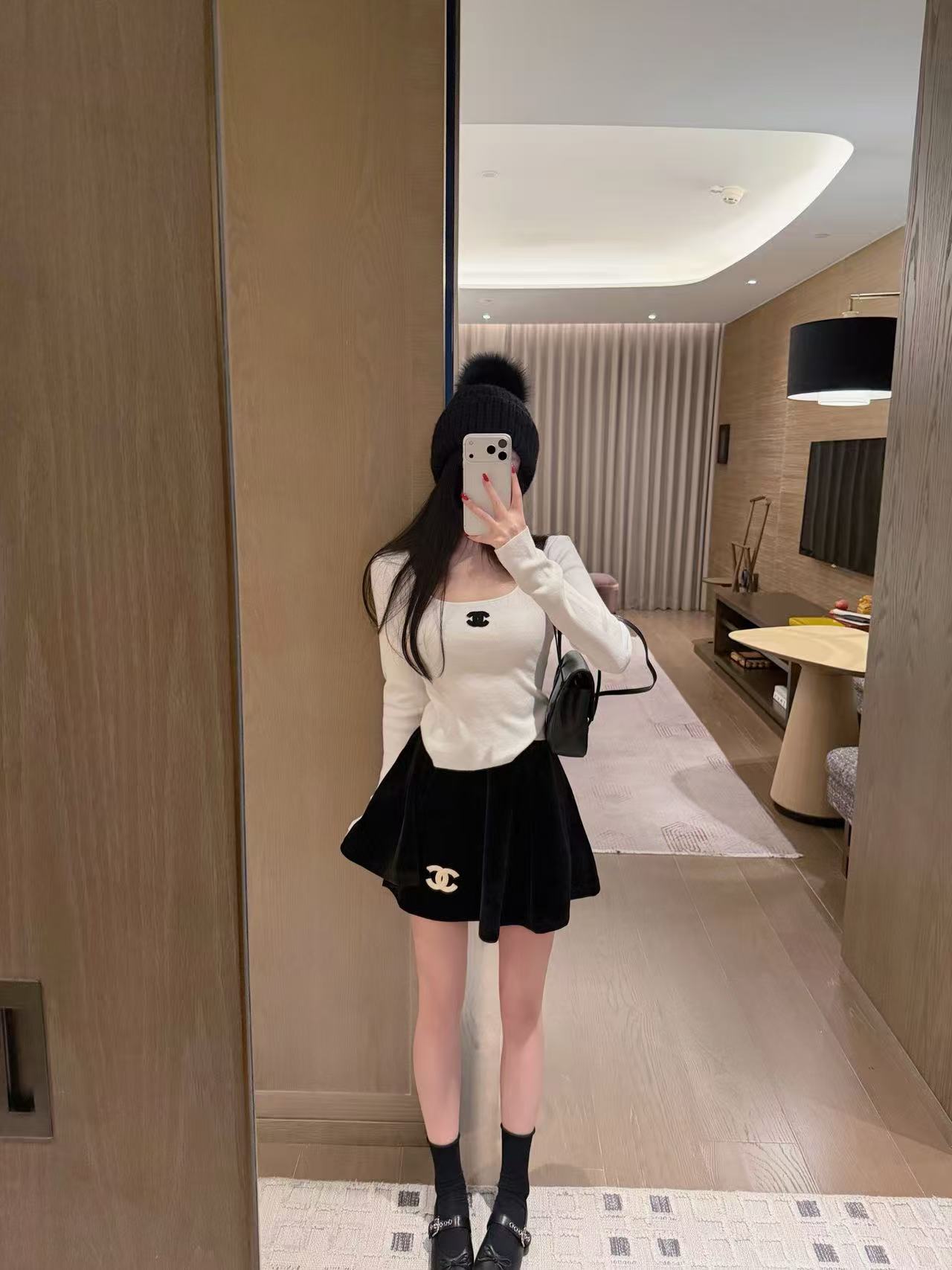 CHANE1 ダブルC Tシャツ＋スカート ツーピースセット【50％割引+送料無料】