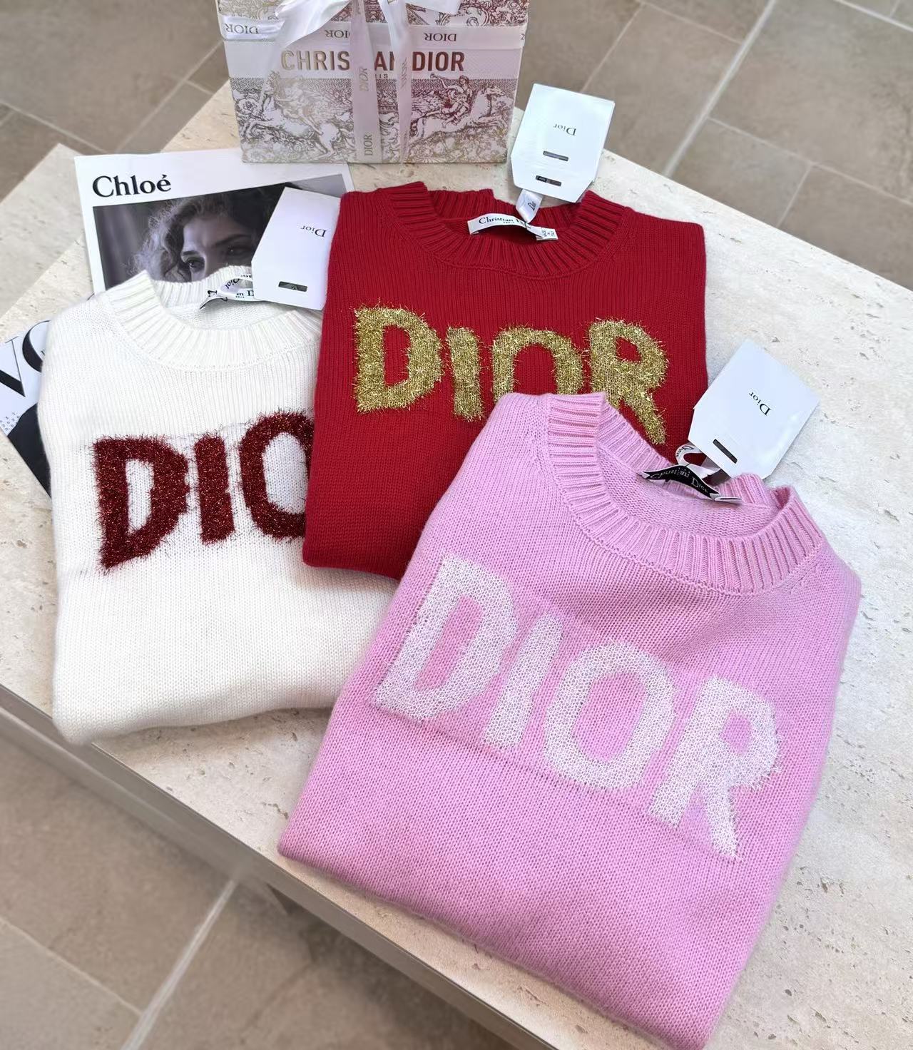 DIOR ロゴ入り長袖ウールセーター【50％割引+送料無料】